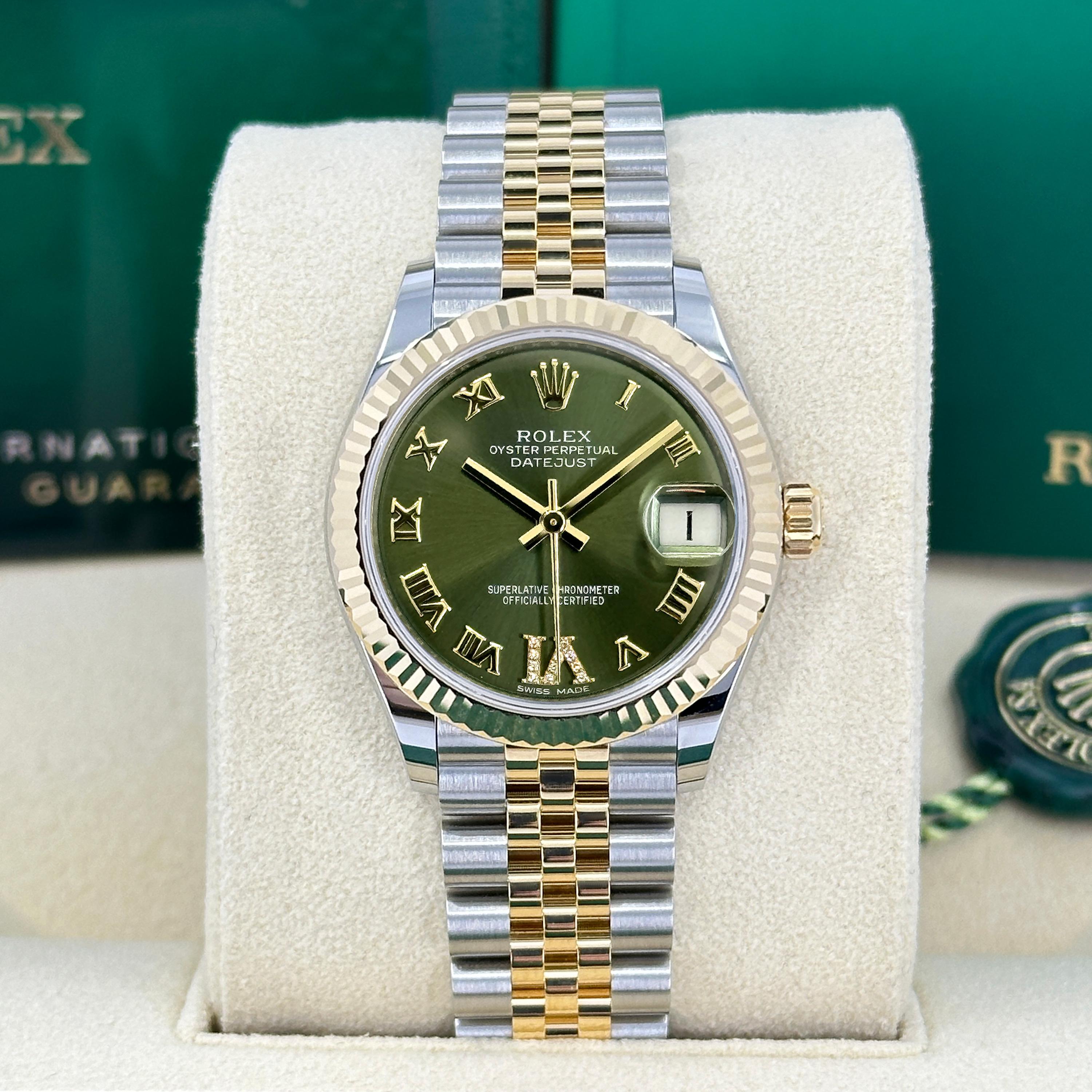 Unworn Rolex Datejust 31 Green Jubilee Reference# 278273, Complete set, 2025 In New Condition For Sale In New York, NY
