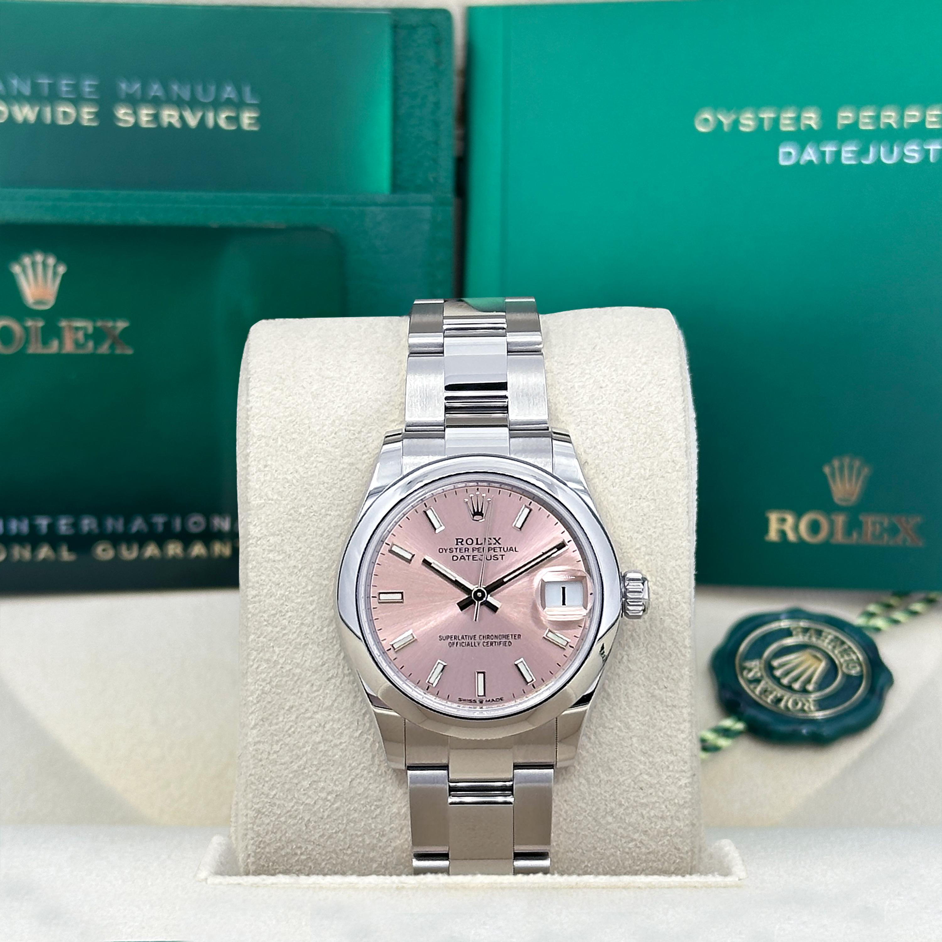 Rolex Datejust 278240-0007 – Elegant Simplicity with a Sunray Pink Dial

The Rolex Datejust 278240-0007 captures the essence of timeless elegance in a perfectly balanced 31mm case, crafted entirely from corrosion-resistant Oystersteel. This midsize