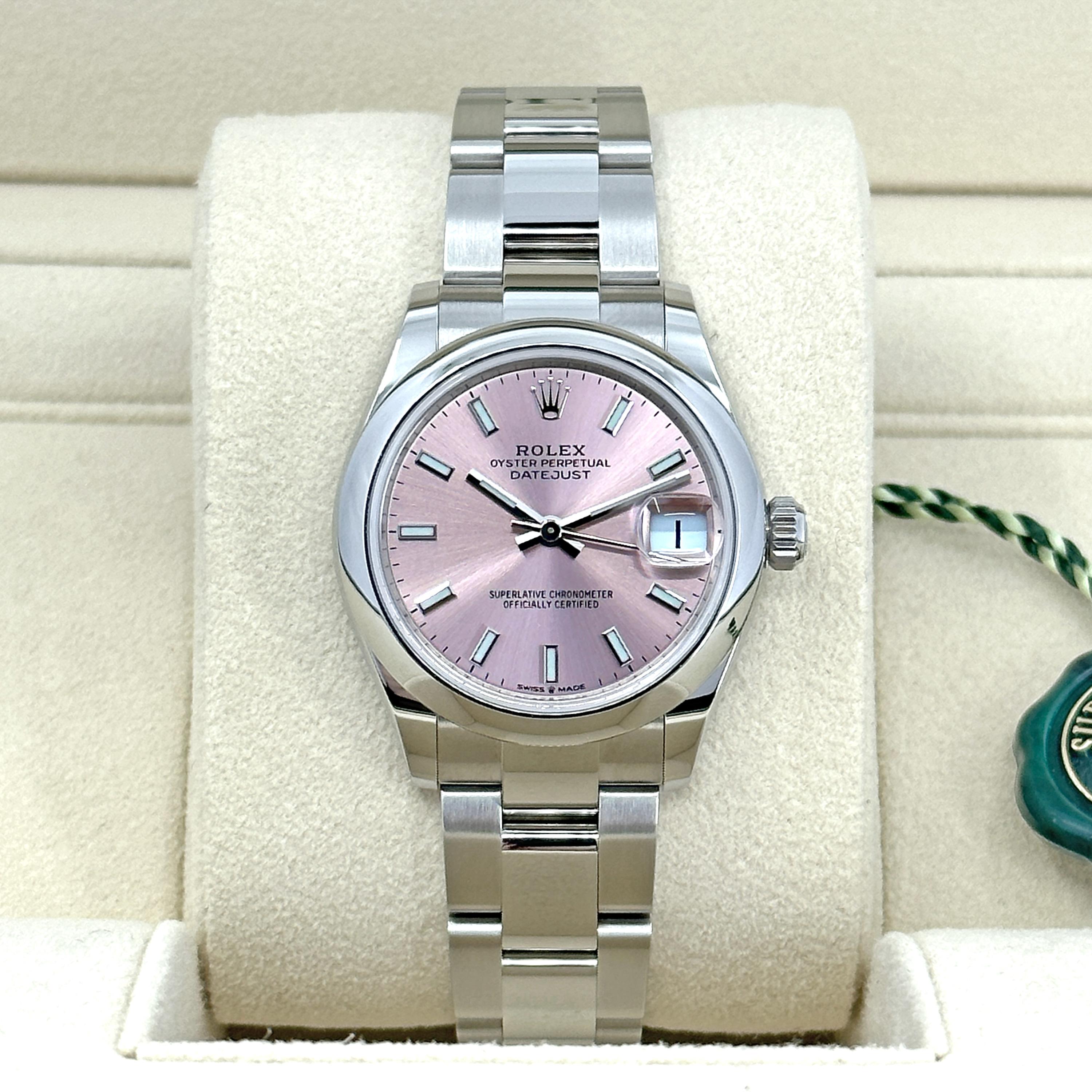 Unworn Rolex Datejust 31 Pink Oyster Reference# 278240, Complete set, 2025 In New Condition For Sale In New York, NY