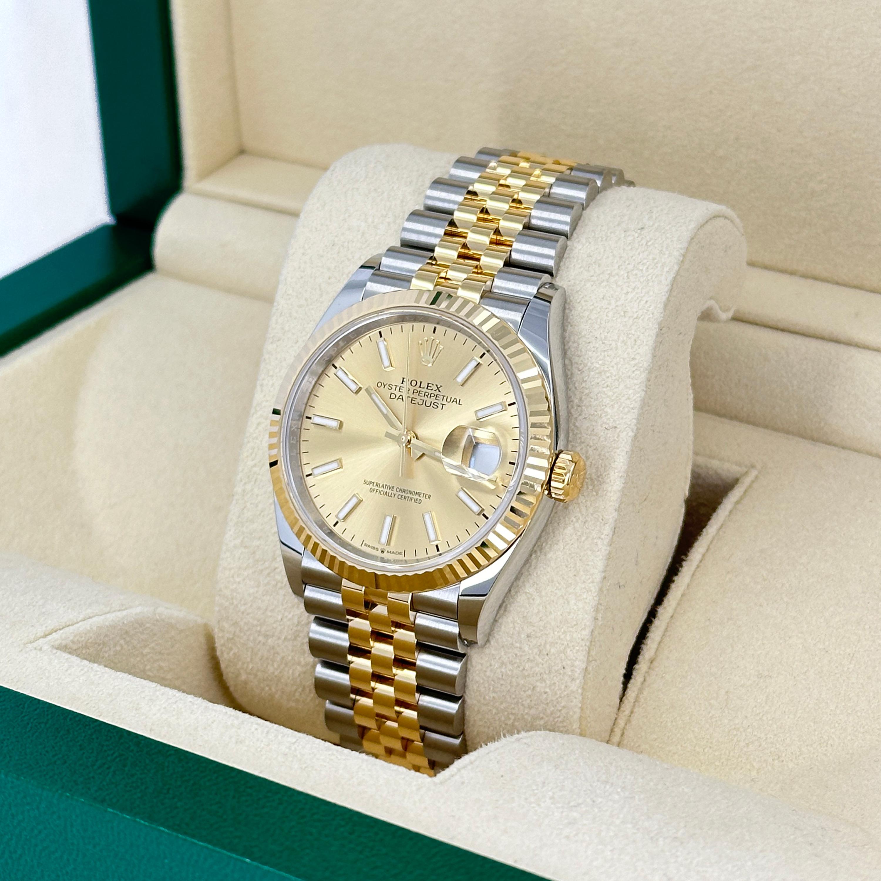 Rolex Datejust 36 Champagne Jubilee Riferimento n. 126233, Set completo, 2025 in vendita 6