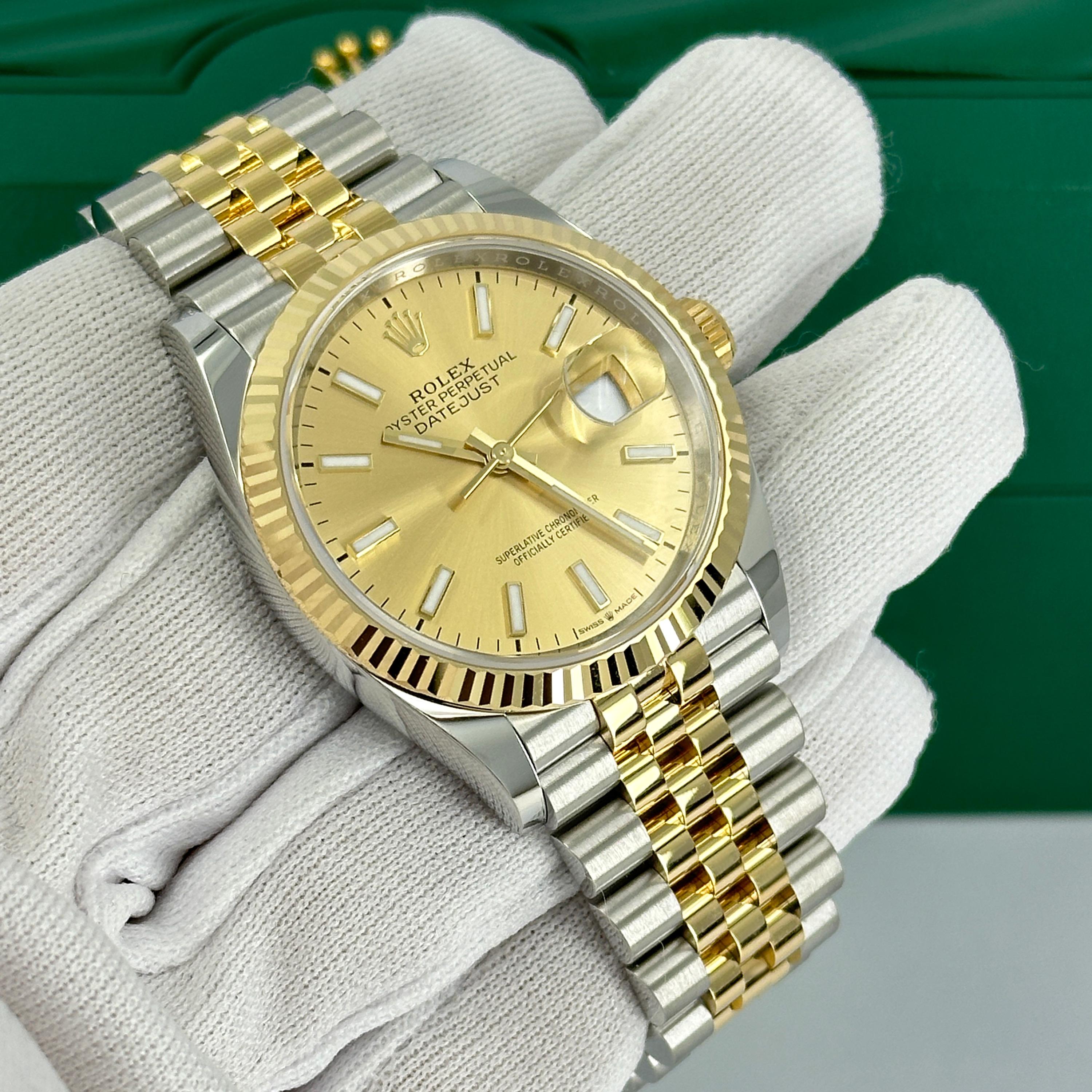 Rolex Datejust 36 Champagne Jubilee Riferimento n. 126233, Set completo, 2025 in vendita 14