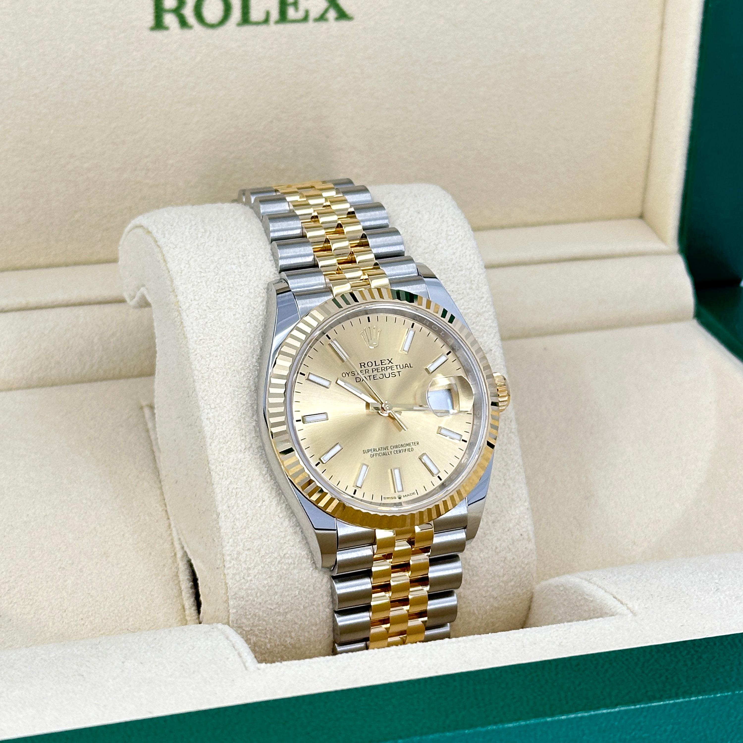 Rolex Datejust 36 Champagne Jubilee Riferimento n. 126233, Set completo, 2025 in vendita 5