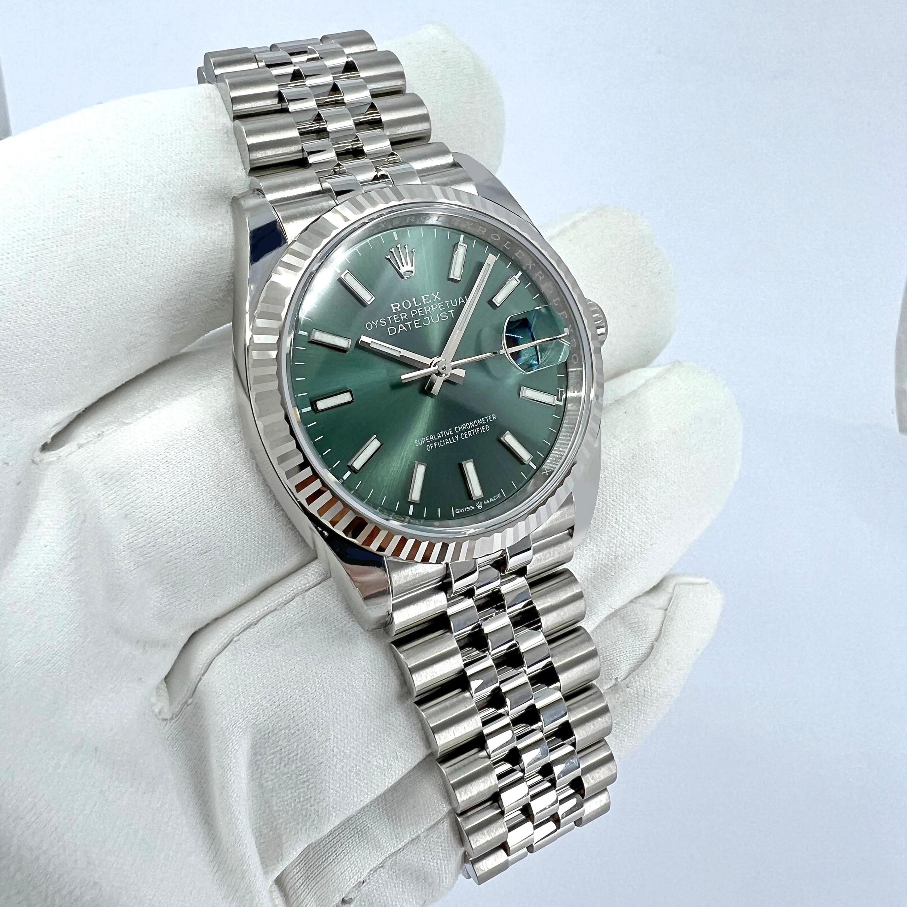 Ungetragene Rolex Datejust 36 Mint Green Jubile Reference# 126234, Komplettset, 2025 im Angebot 2