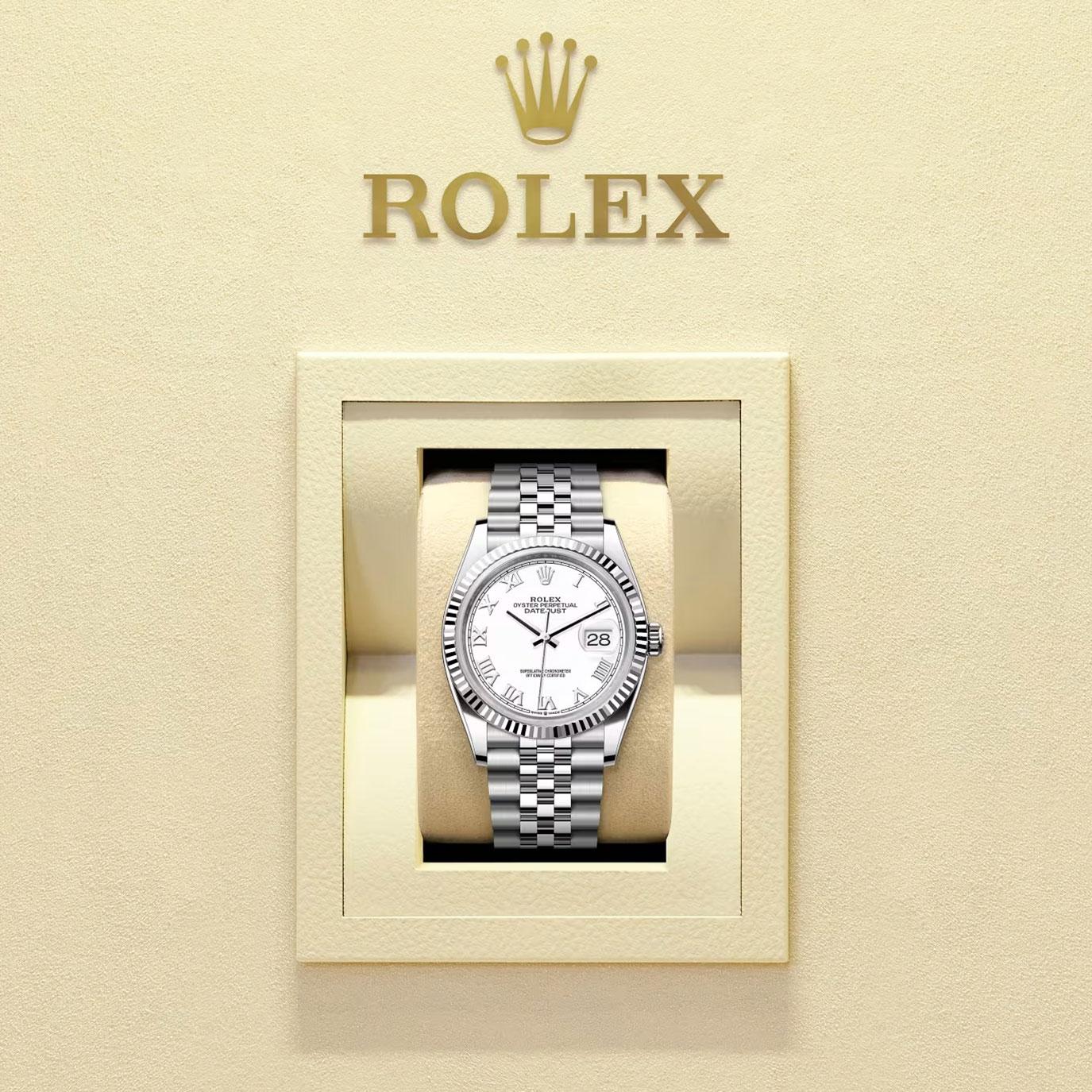 Ungetragene Rolex Datejust 36 White Jubilee Reference# 126234, Komplettset, 2025 im Angebot 1
