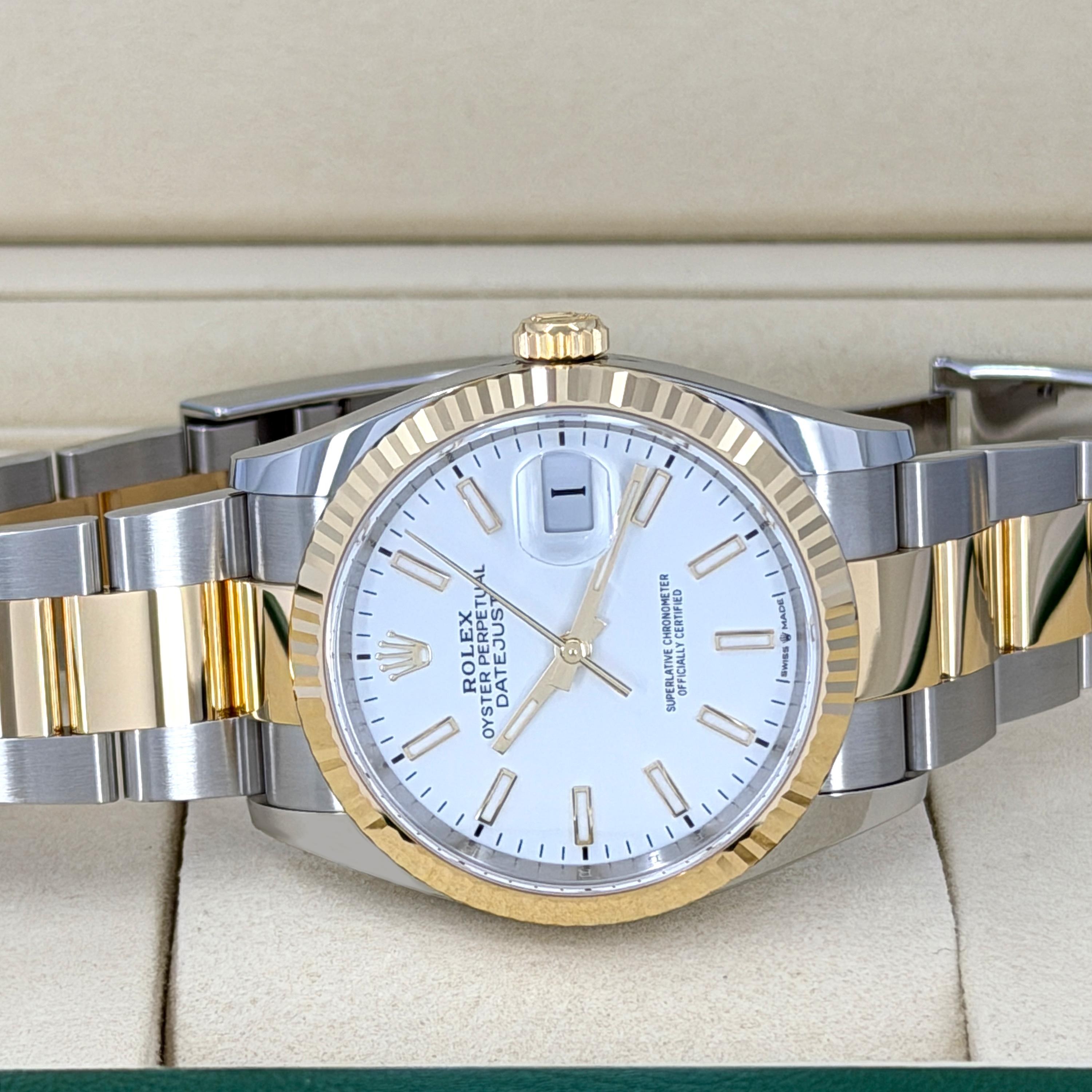 Unworn Rolex Datejust 36 White Oyster Reference# , Complete set, 2025 For Sale 8