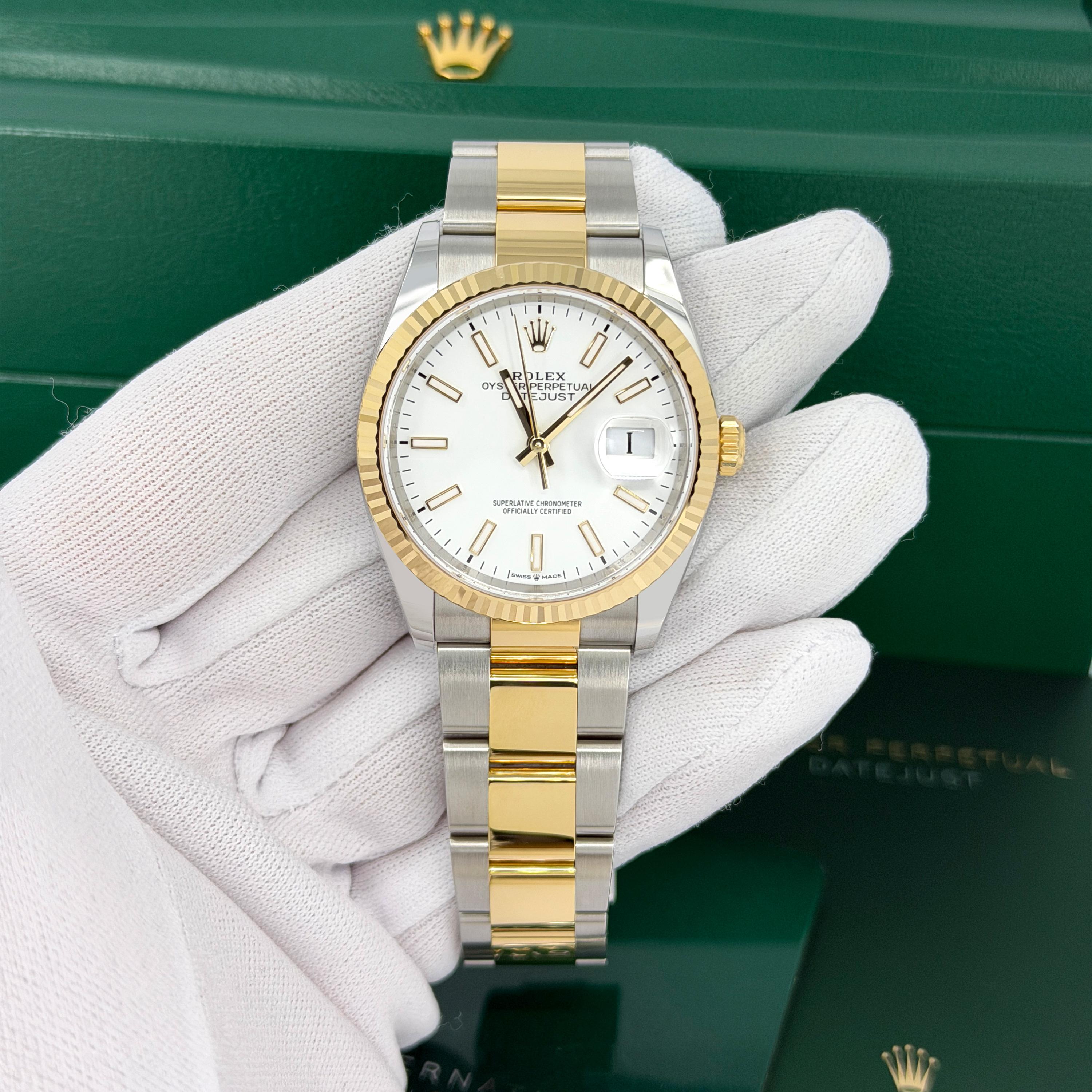 Unworn Rolex Datejust 36 White Oyster Reference# , Complete set, 2025 For Sale 9