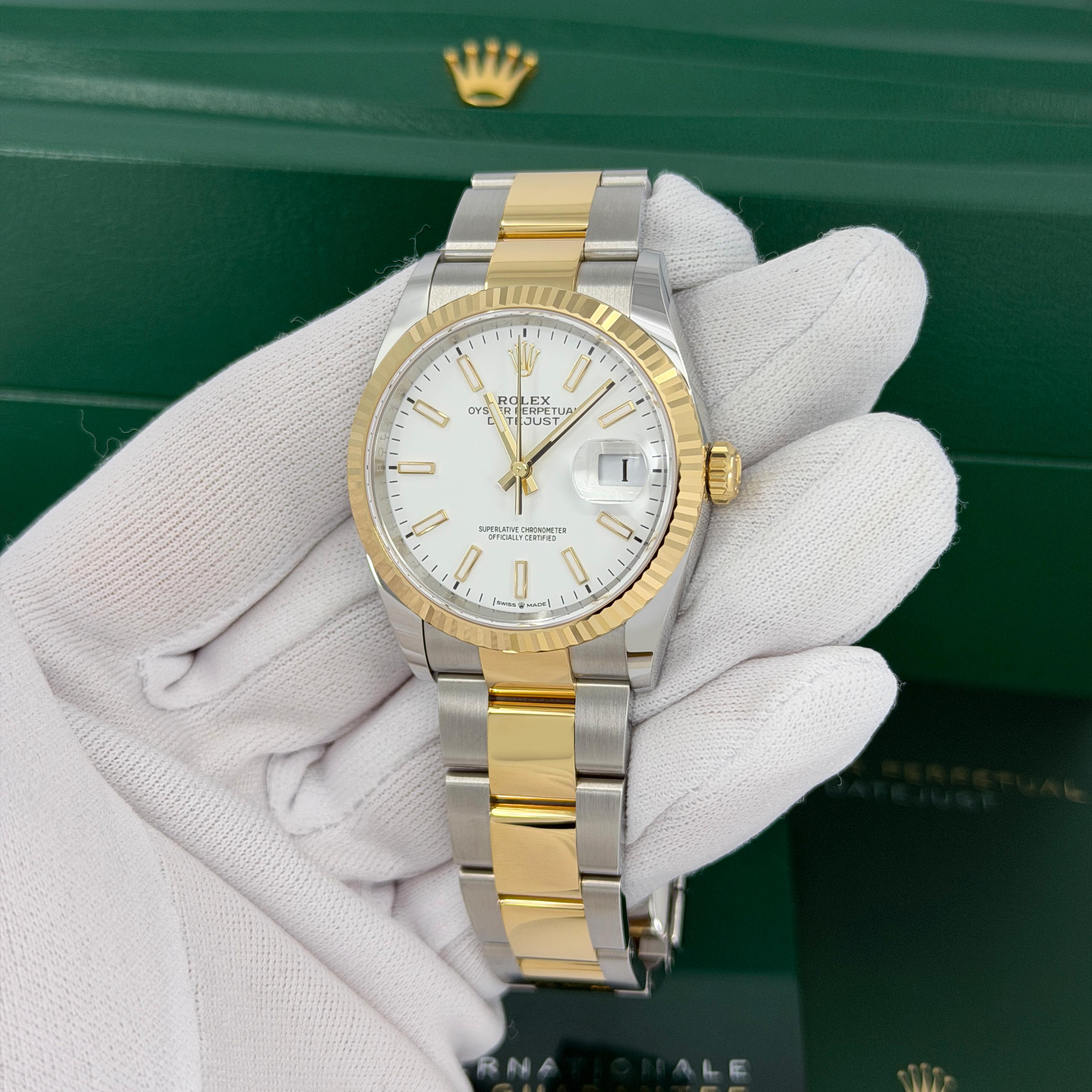 Unworn Rolex Datejust 36 White Oyster Reference# , Complete set, 2025 For Sale 10