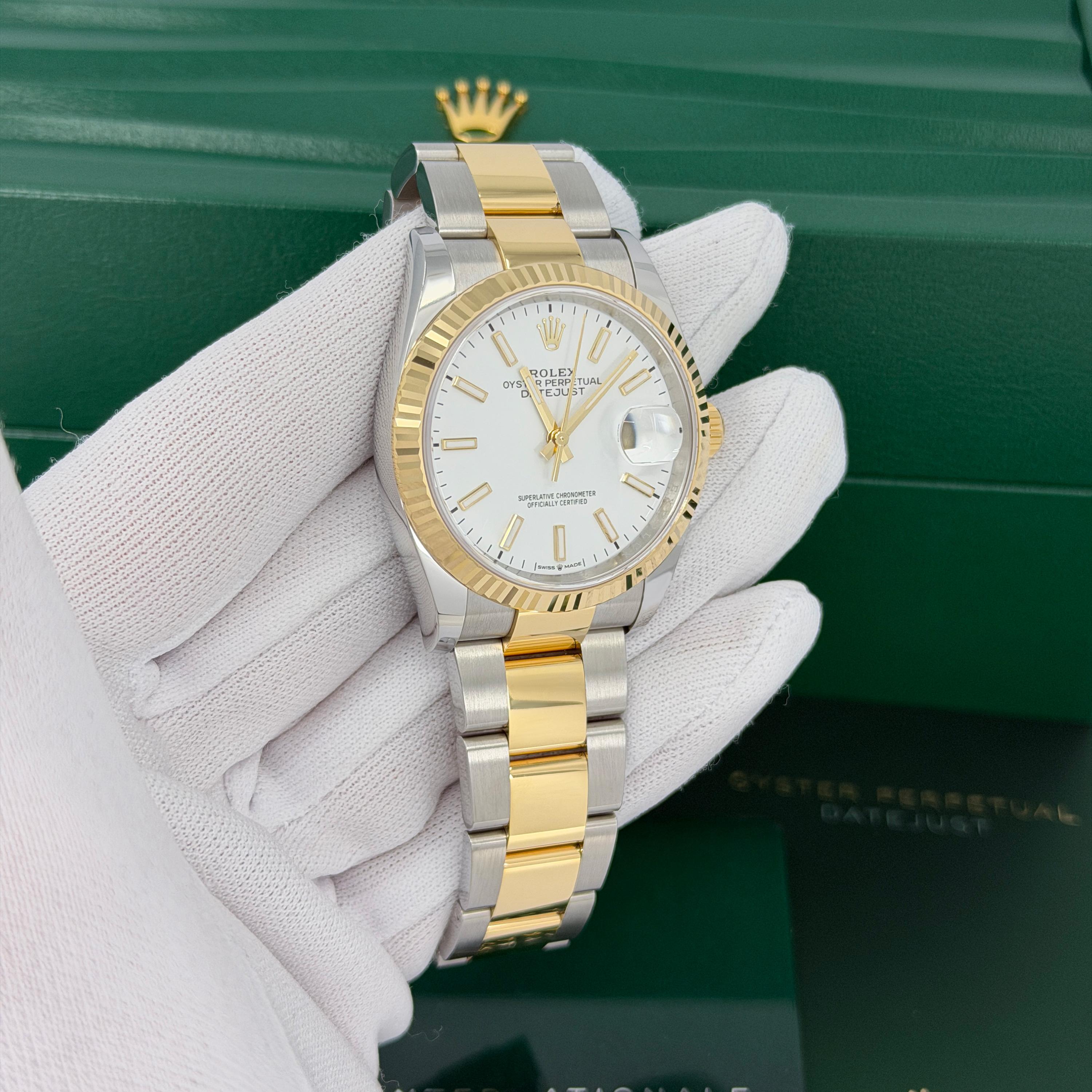 Unworn Rolex Datejust 36 White Oyster Reference# , Complete set, 2025 For Sale 11