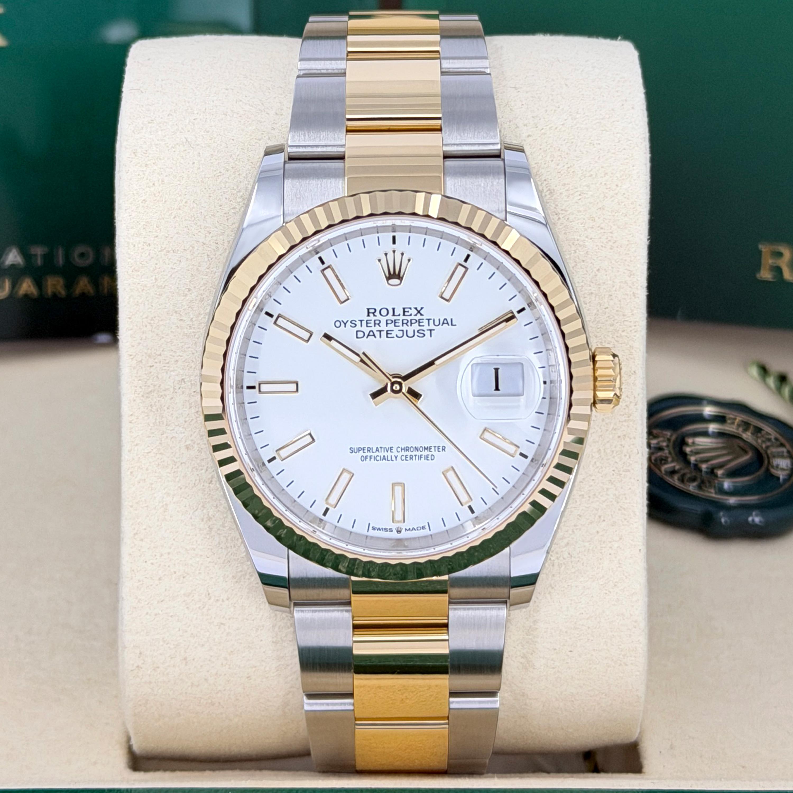 Unworn Rolex Datejust 36 White Oyster Reference# , Complete set, 2025 In New Condition For Sale In New York, NY