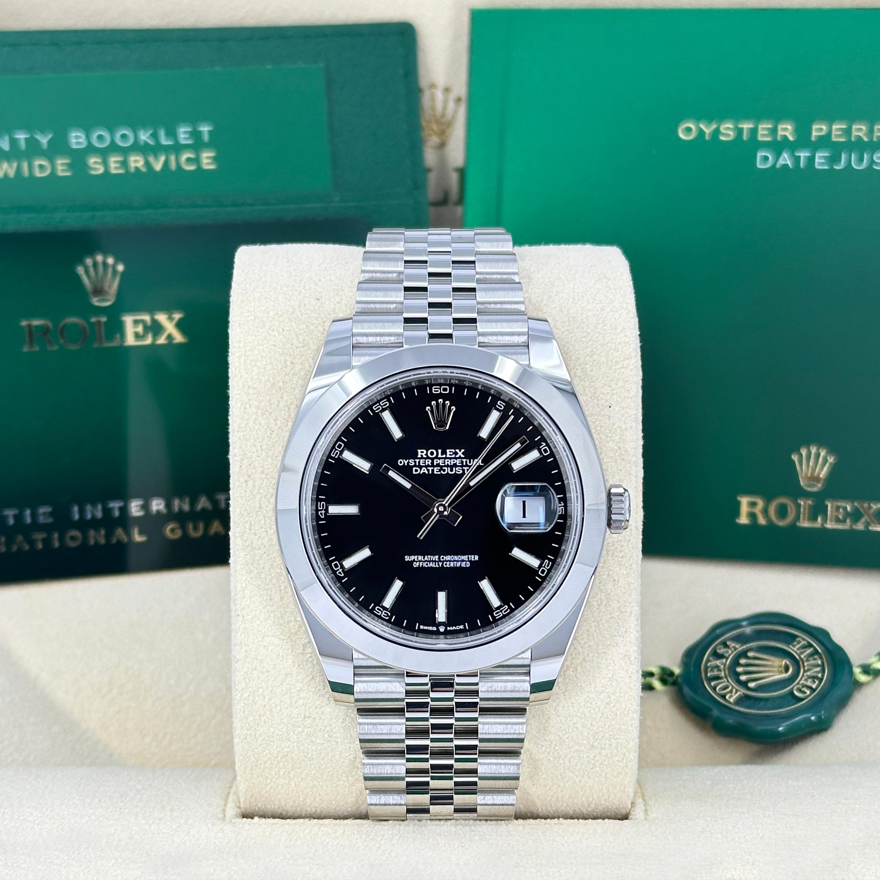 Ungetragene Rolex Datejust 41 Black Jubilee Reference# 126300, Komplettset, 2025 im Zustand „Neu“ im Angebot in New York, NY
