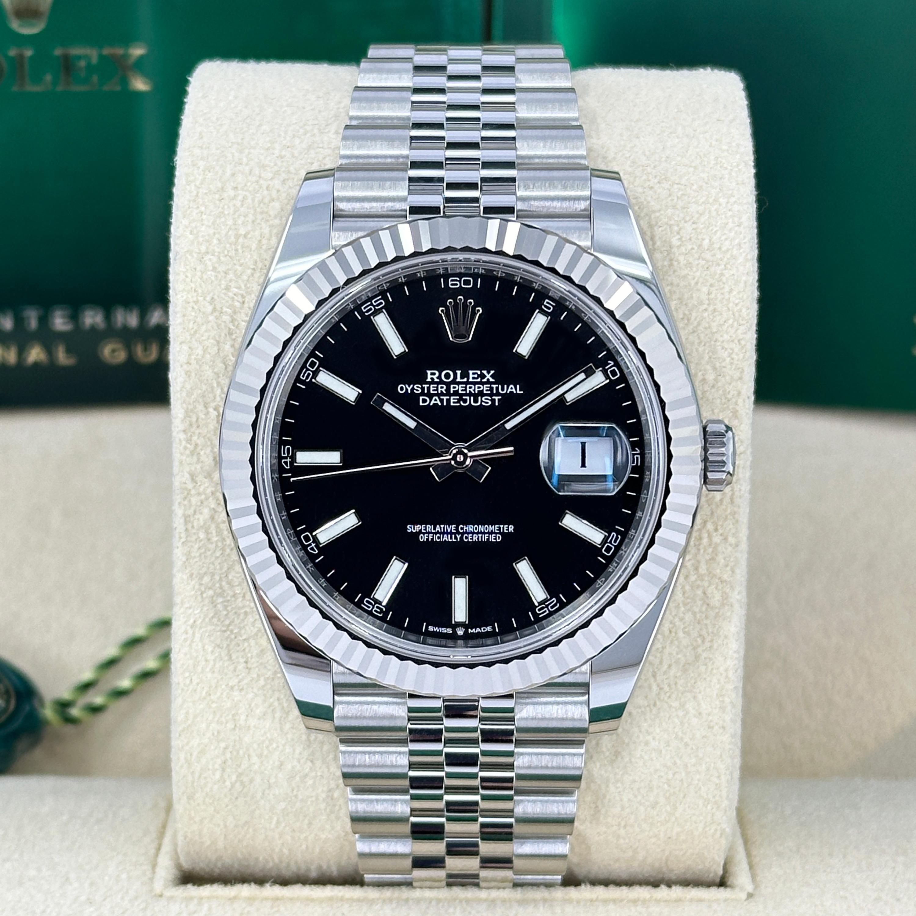 Ungetragene Rolex Datejust 41 Black Jubilee Reference# 126334, Komplettset, 2025 im Zustand „Neu“ im Angebot in New York, NY