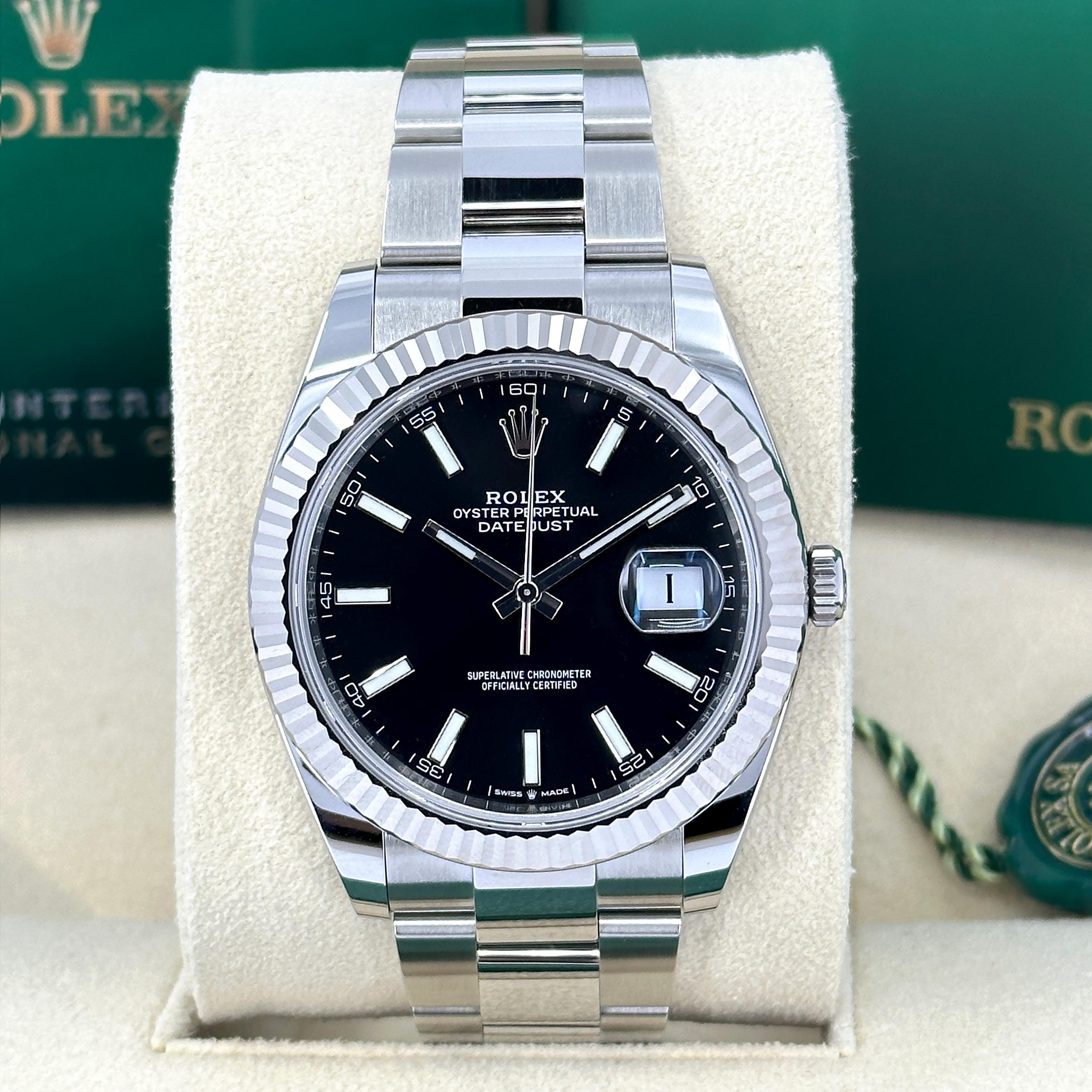 Unworn Rolex Datejust 41 Black Oyster Reference# 126334, Complete set, 2025 In New Condition For Sale In New York, NY