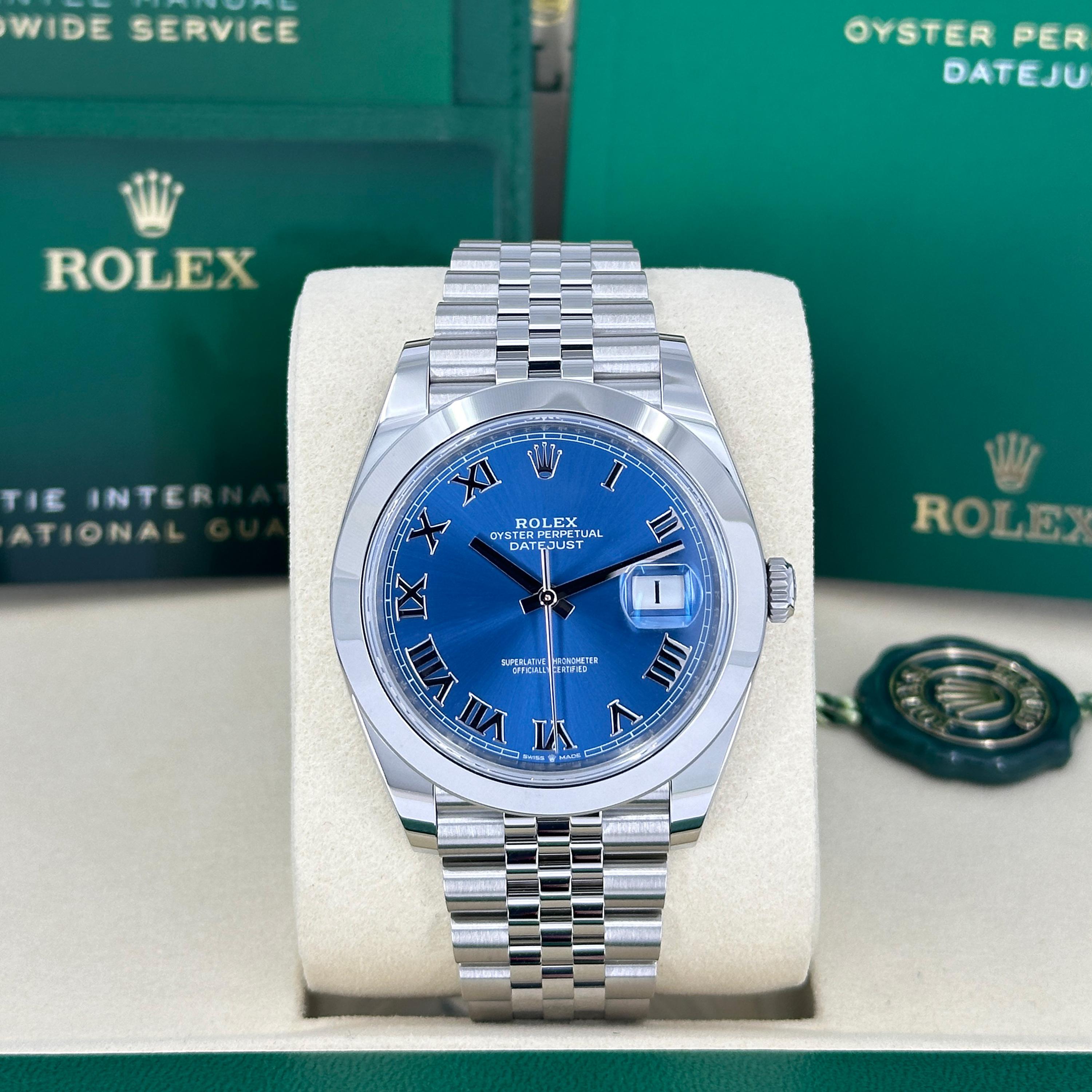 Ungetragene Rolex Datejust 41 Blue Jubilee Reference# 126300, Komplettset, 2025 im Angebot 11