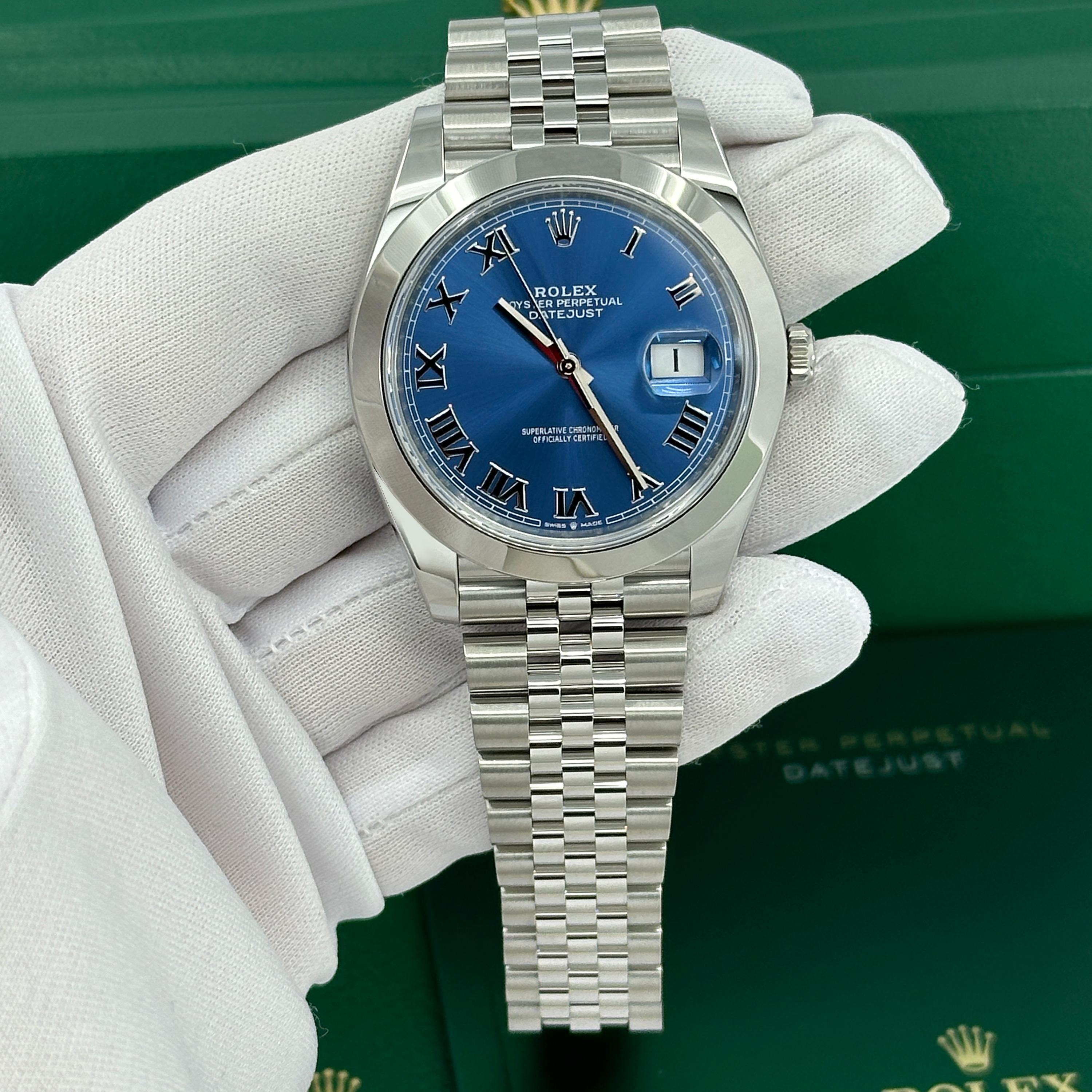 Ungetragene Rolex Datejust 41 Blue Jubilee Reference# 126300, Komplettset, 2025 im Angebot 12