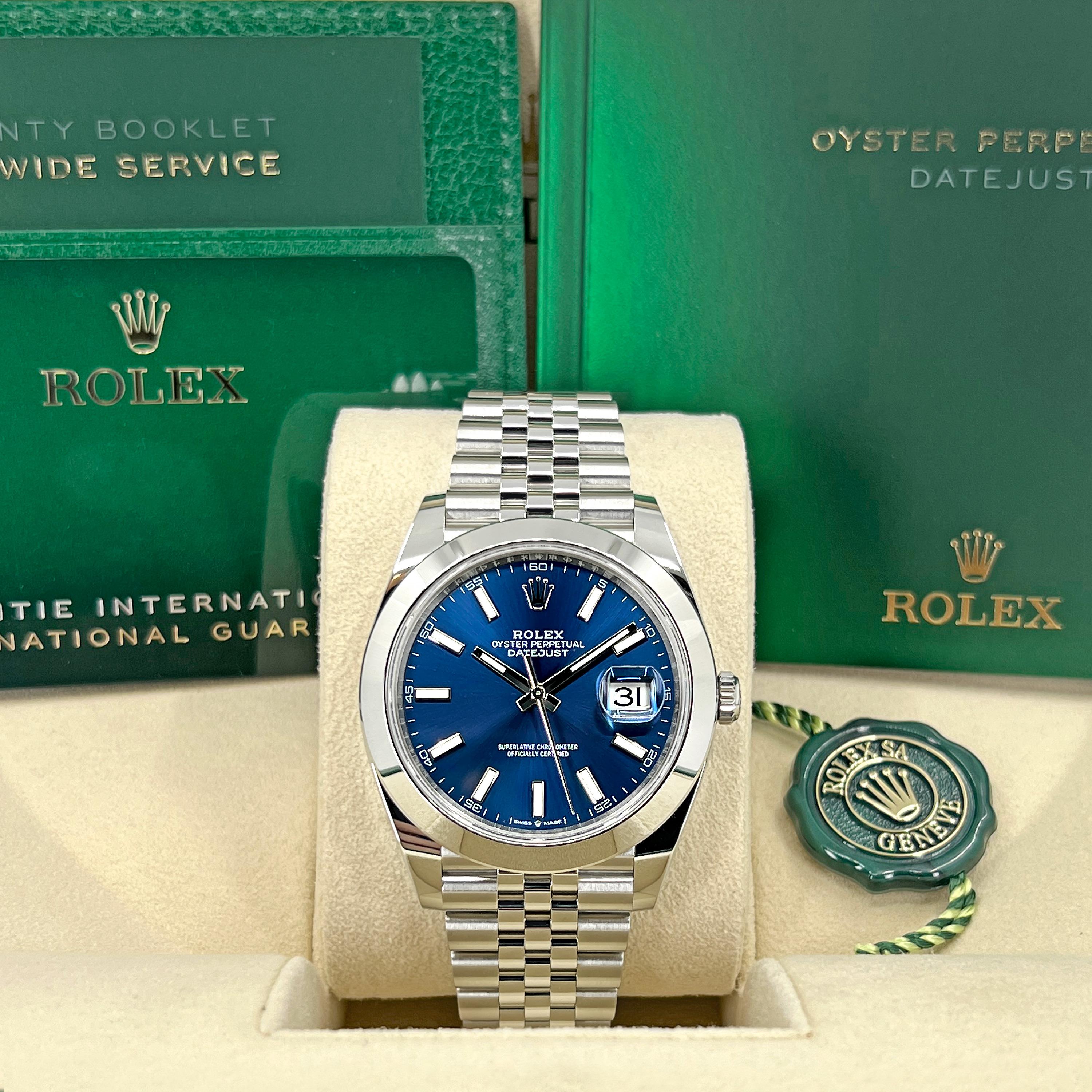Rolex Datejust 41 Blue Jubilee Riferimento n. 126300, Set completo, 2025 In condizioni Nuovo in vendita a New York, NY