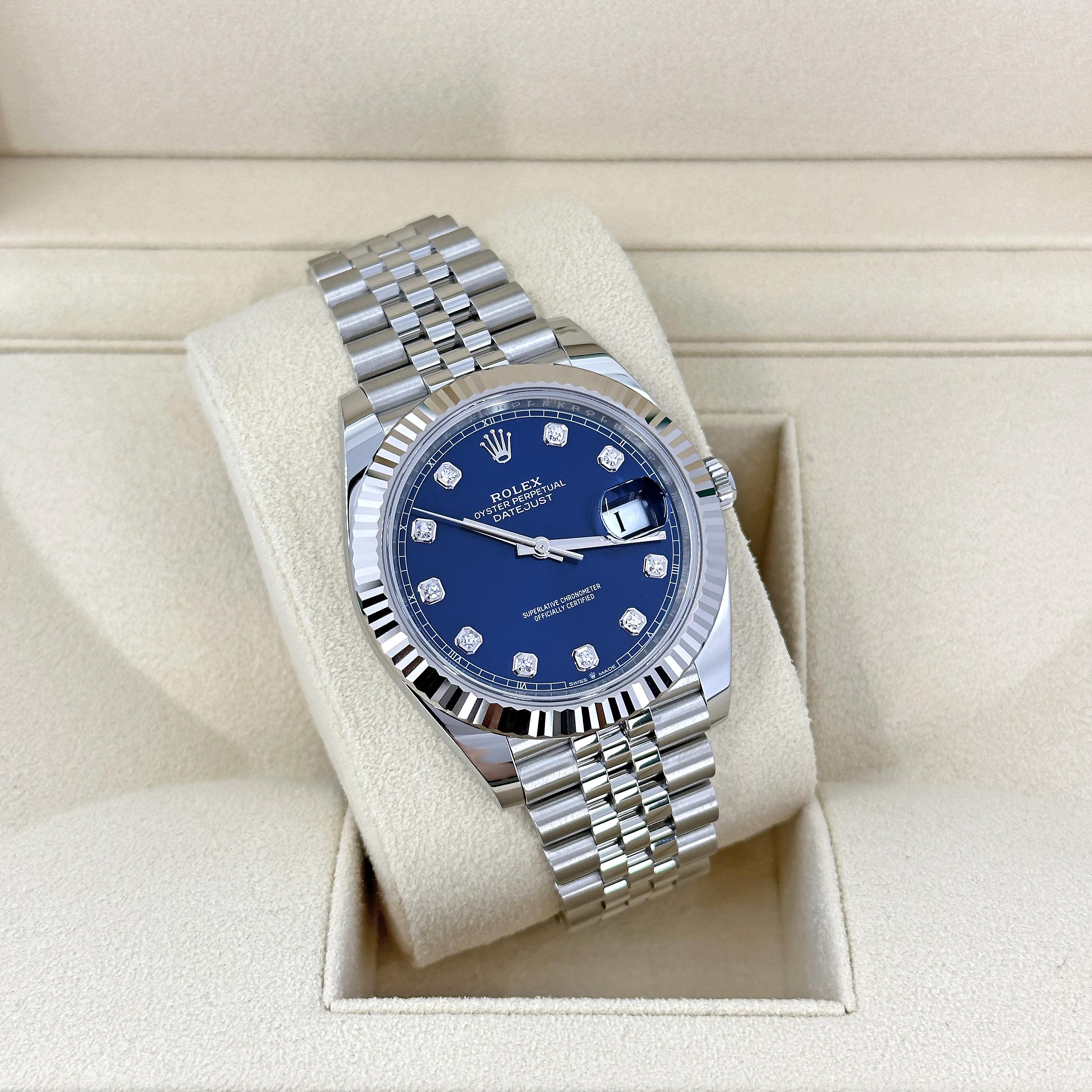 Ungetragene Rolex Datejust 41 Blue Jubilee Reference# 126334, Komplettset, 2025 im Angebot 8