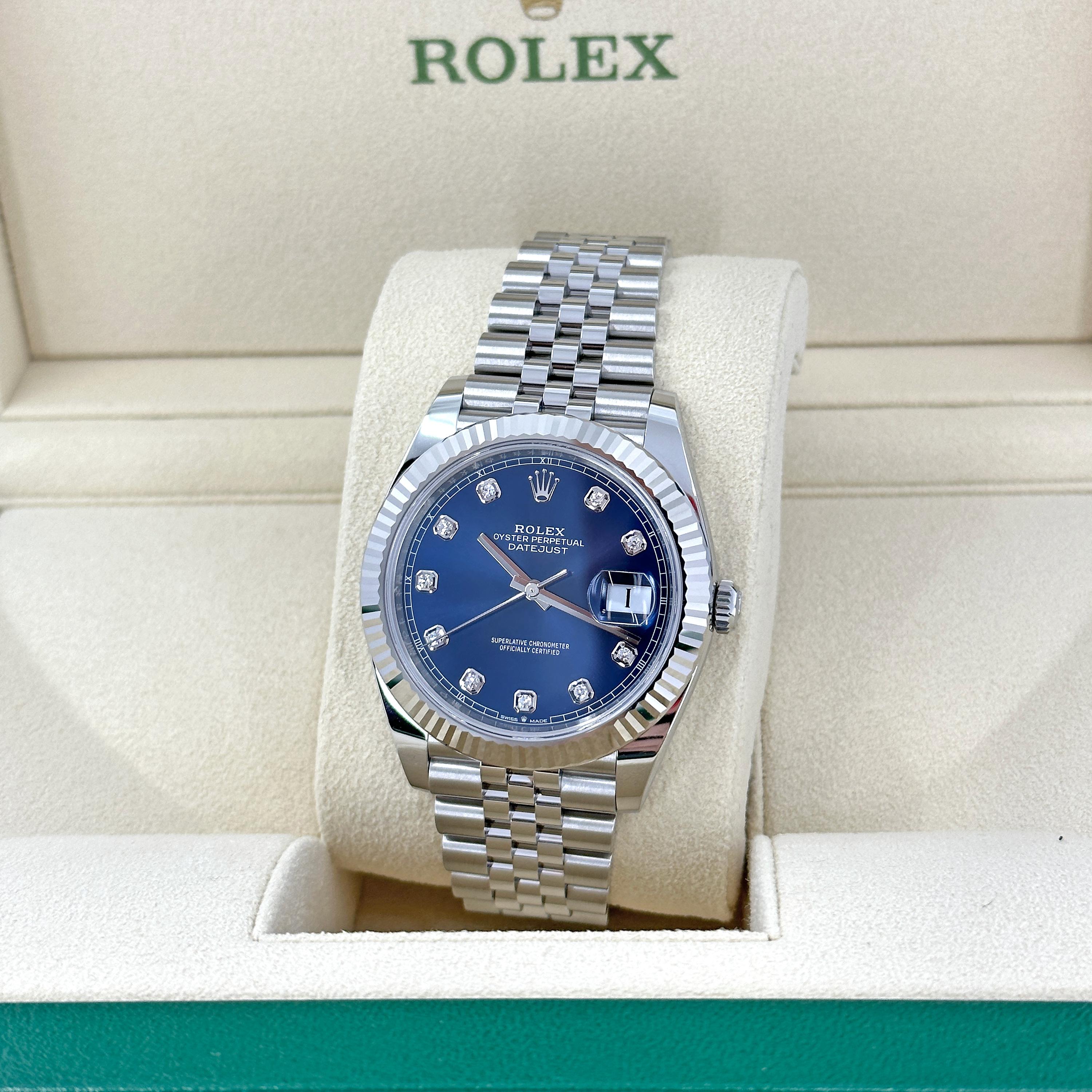 Ungetragene Rolex Datejust 41 Blue Jubilee Reference# 126334, Komplettset, 2025 im Angebot 9