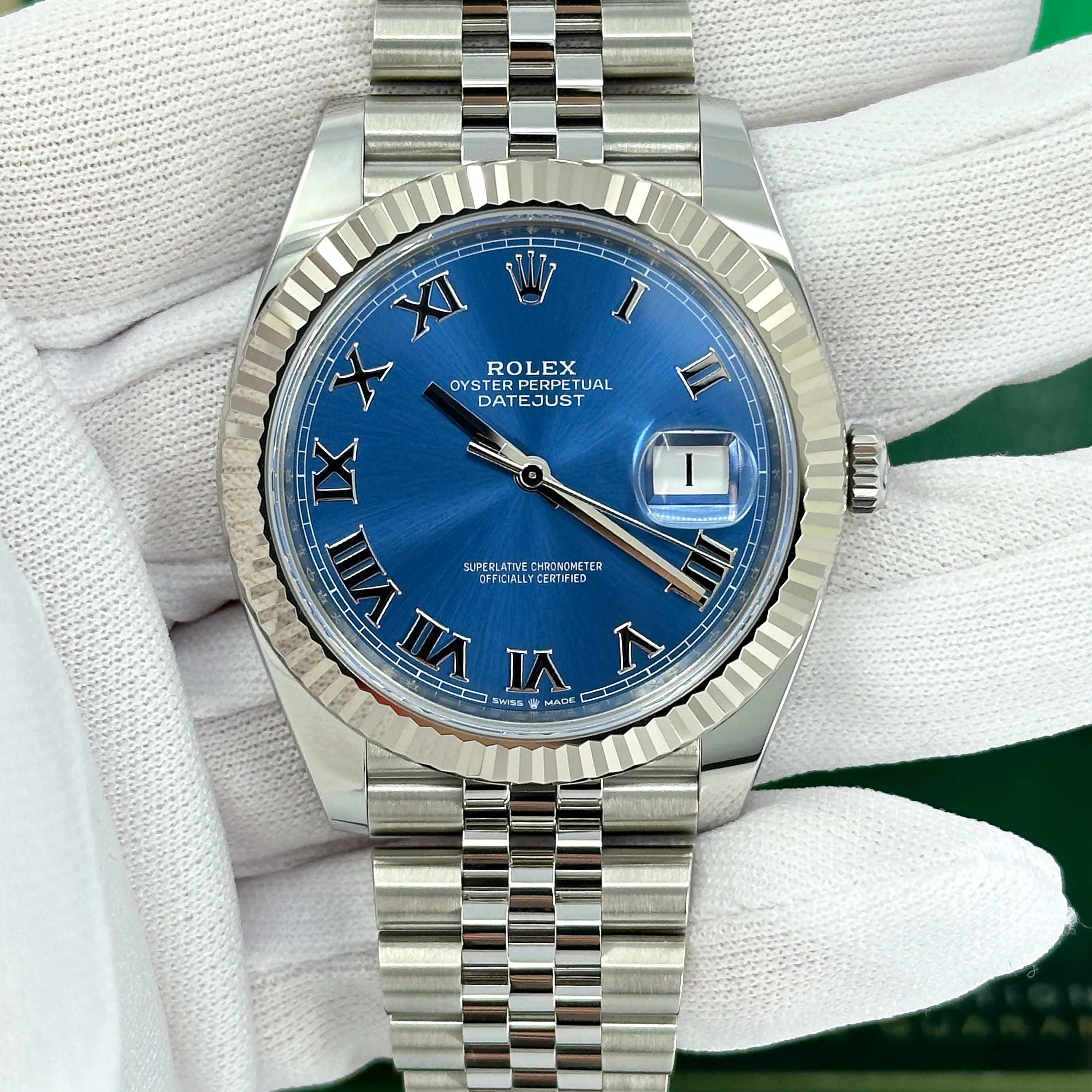 Ungetragene Rolex Datejust 41 Blue Jubilee Reference# 126334, Komplettset, 2025 im Angebot 11