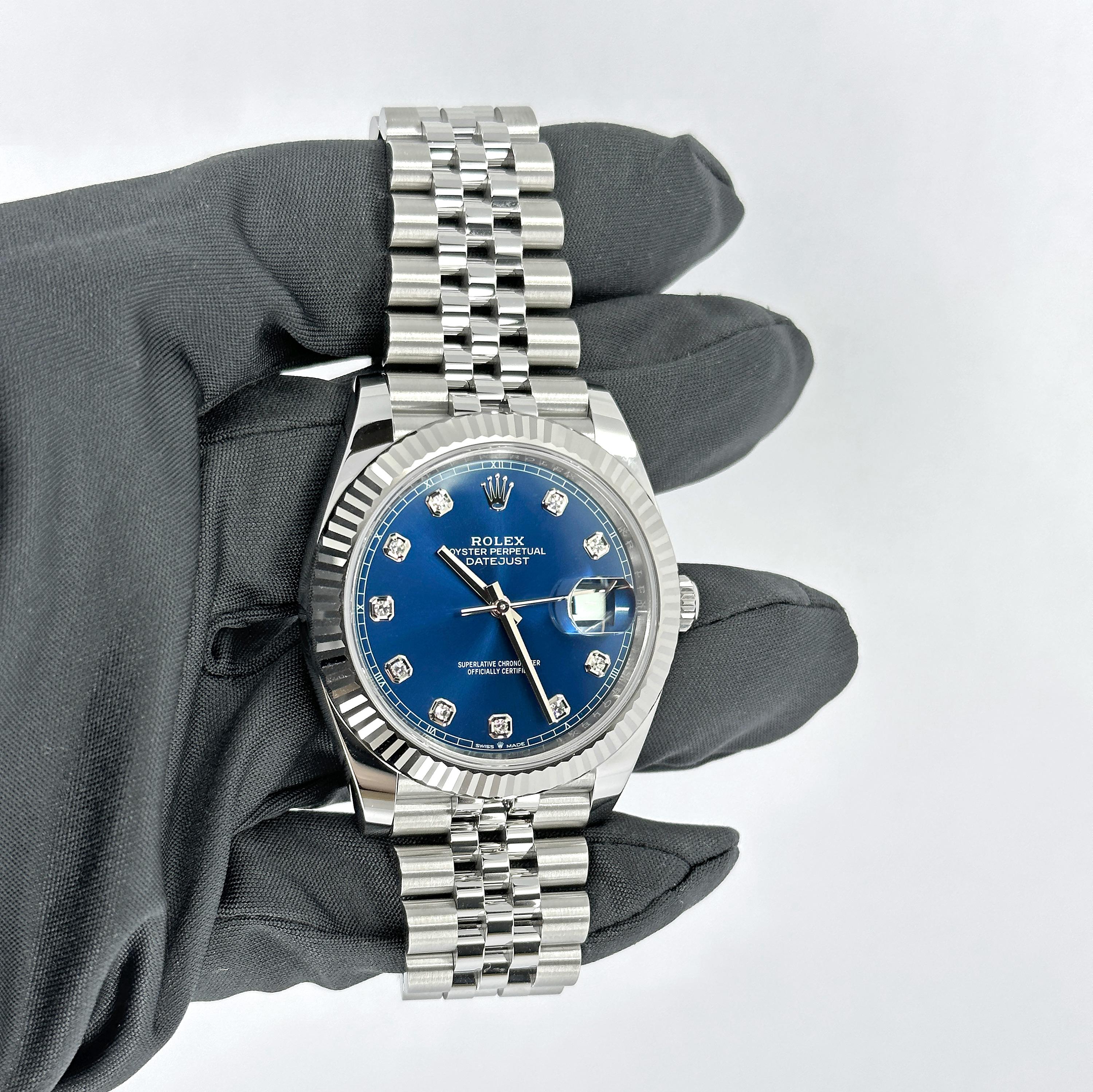 Ungetragene Rolex Datejust 41 Blue Jubilee Reference# 126334, Komplettset, 2025 im Angebot 12