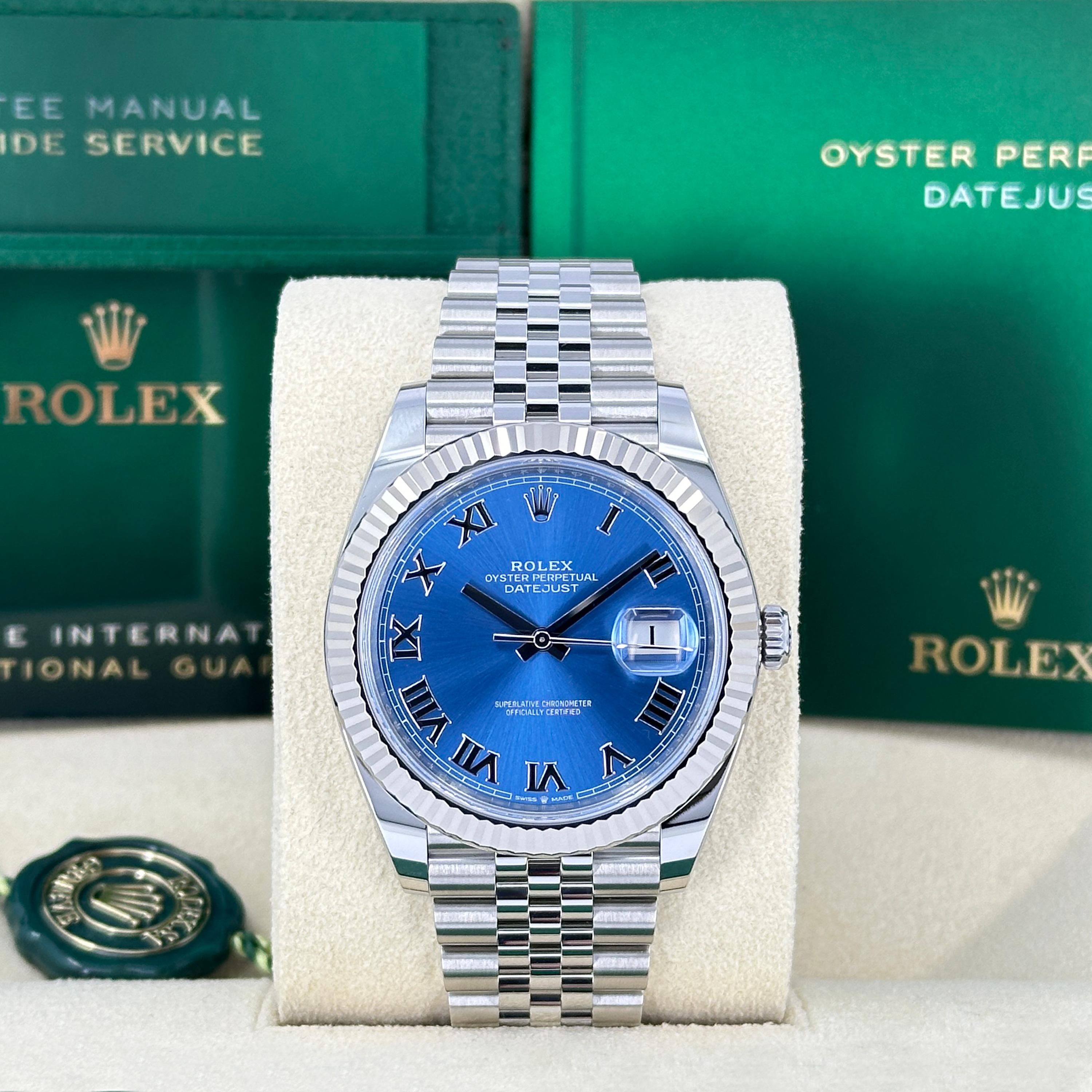 Ungetragene Rolex Datejust 41 Blue Jubilee Reference# 126334, Komplettset, 2025 im Zustand „Neu“ im Angebot in New York, NY