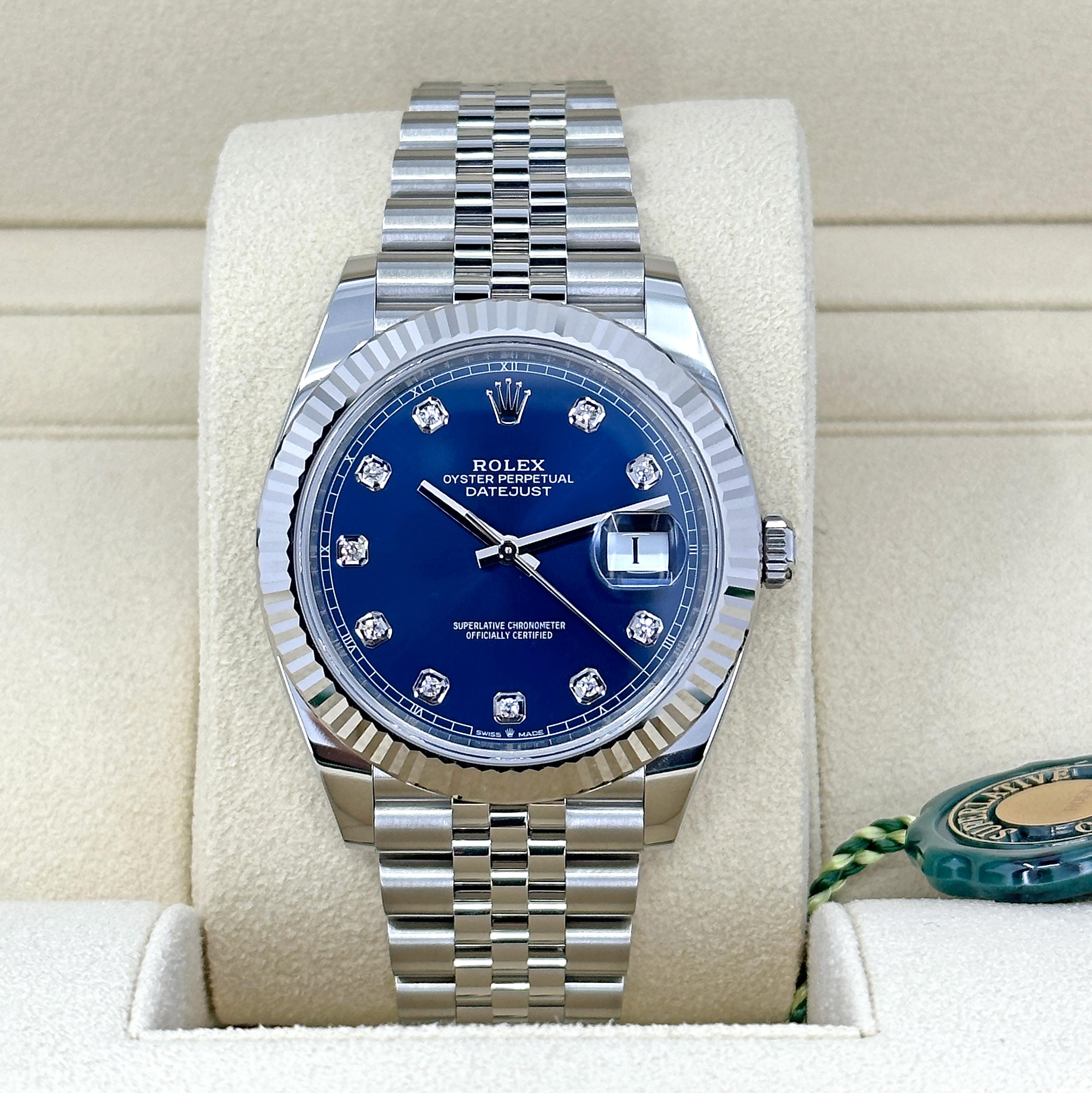 Ungetragene Rolex Datejust 41 Blue Jubilee Reference# 126334, Komplettset, 2025 für Damen oder Herren im Angebot