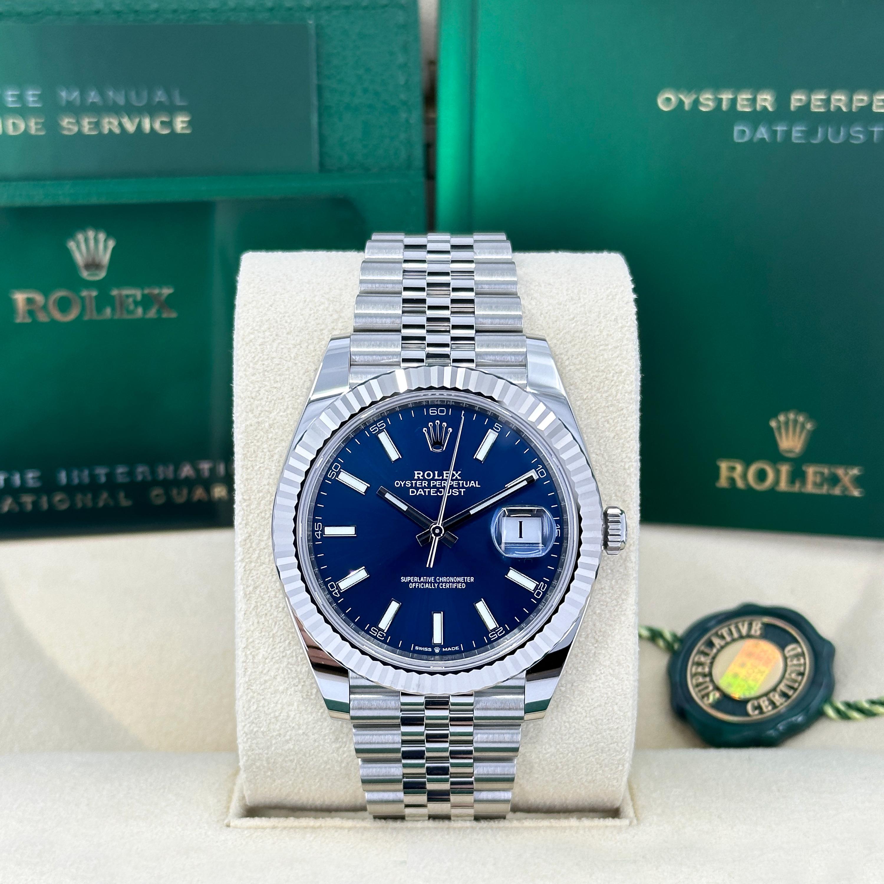 Ungetragene Rolex Datejust 41 Blue Jubilee Reference# 126334, Komplettset, 2025 im Angebot 3