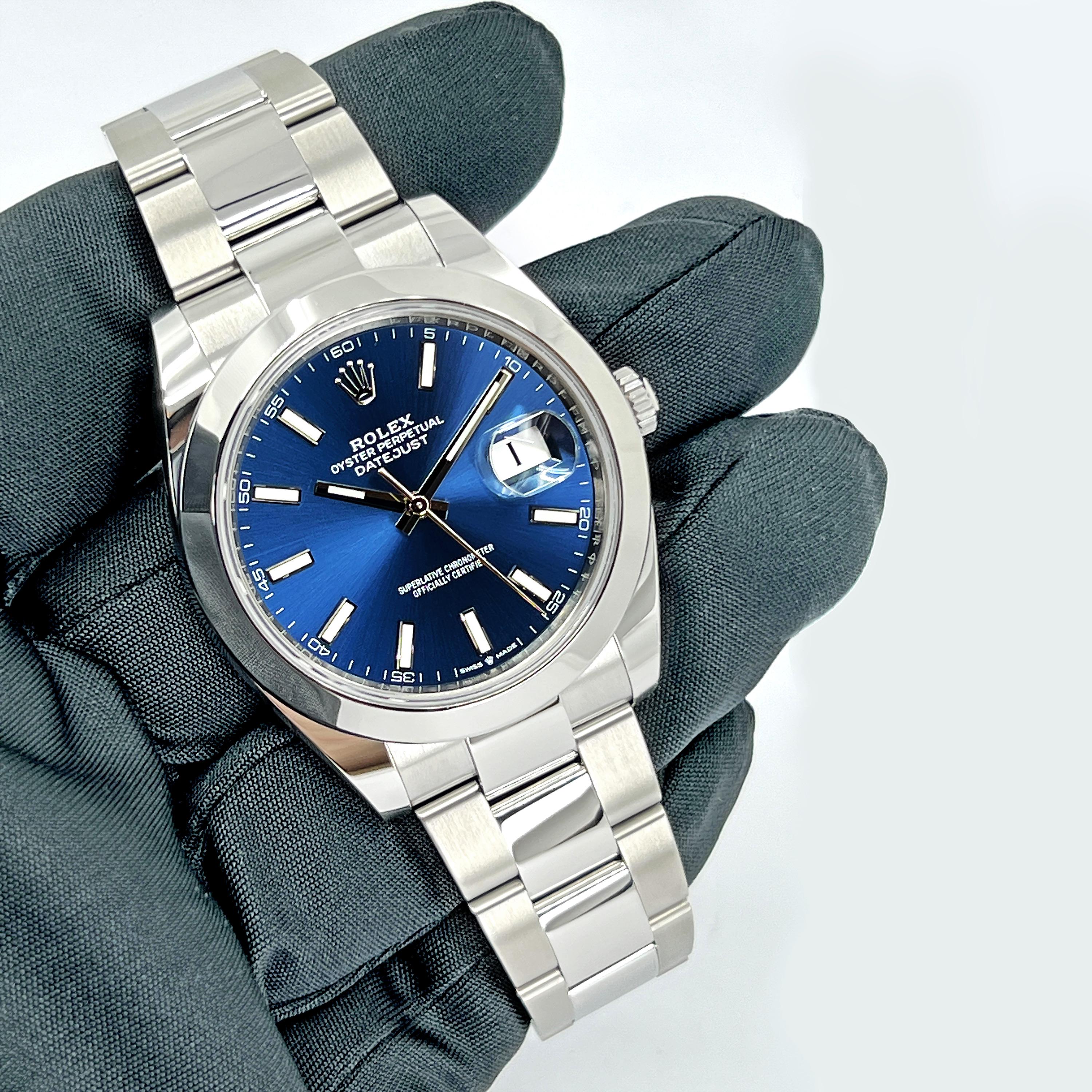 Rolex Datejust 41 Blue Oyster Riferimento # 126300, Set completo, 2025 in vendita 8