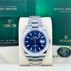 Unworn Rolex Datejust 41 Blue Oyster Reference# 126300, Complete set, 2025