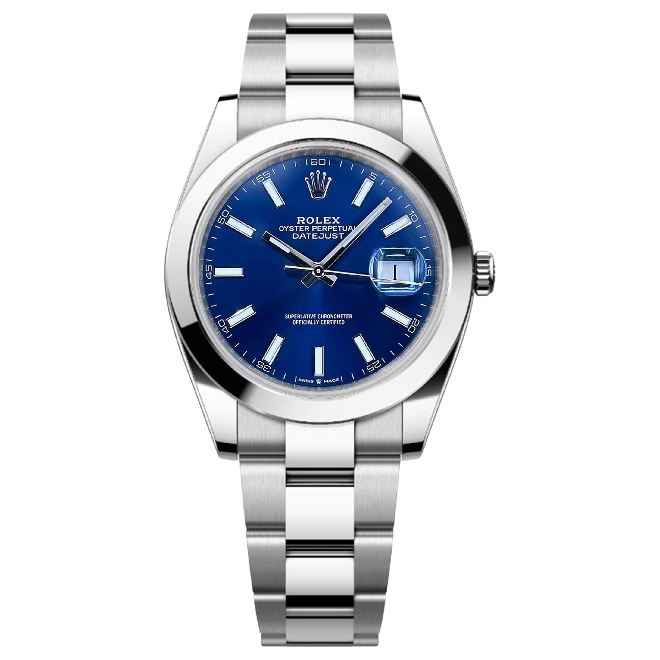 Unworn Rolex Datejust 41 Blue Oyster Reference# 126300, Complete set, 2025
