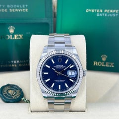 Unworn Rolex Datejust 41 Blue Oyster Reference# 126334, Complete set, 2025