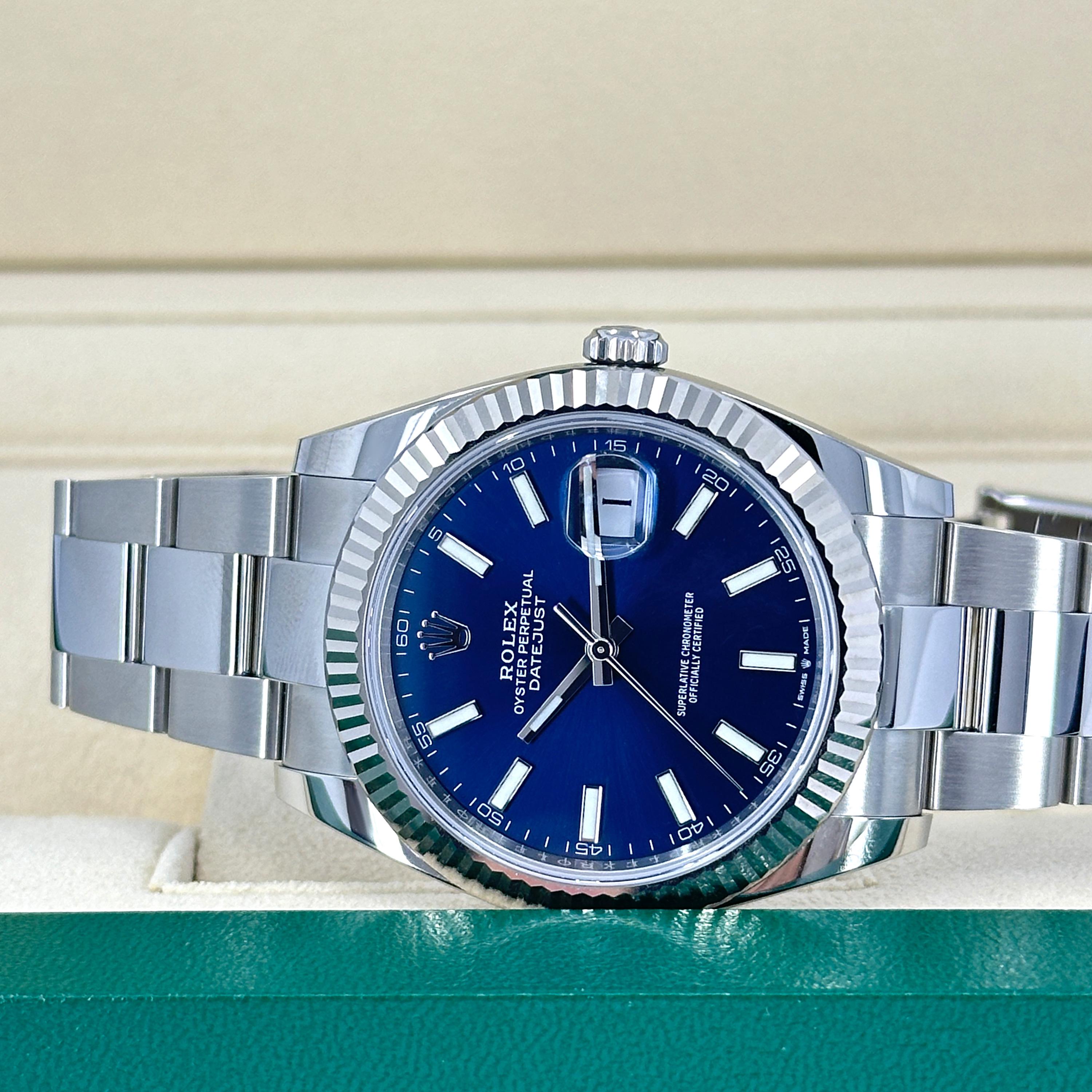 Women's or Men's Unworn Rolex Datejust 41 Blue Oyster Reference# 126334, Complete set, 2025 For Sale