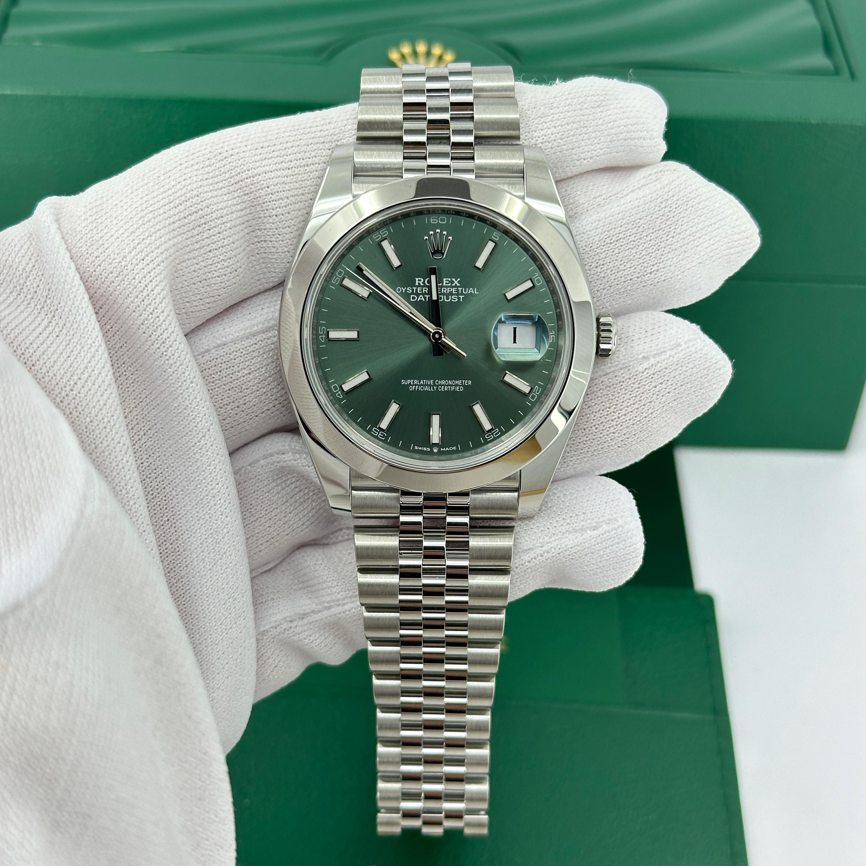 Rolex Datejust 41 Green Jubilee sin usar Referencia# 126300, Juego completo, 2025 en venta 12