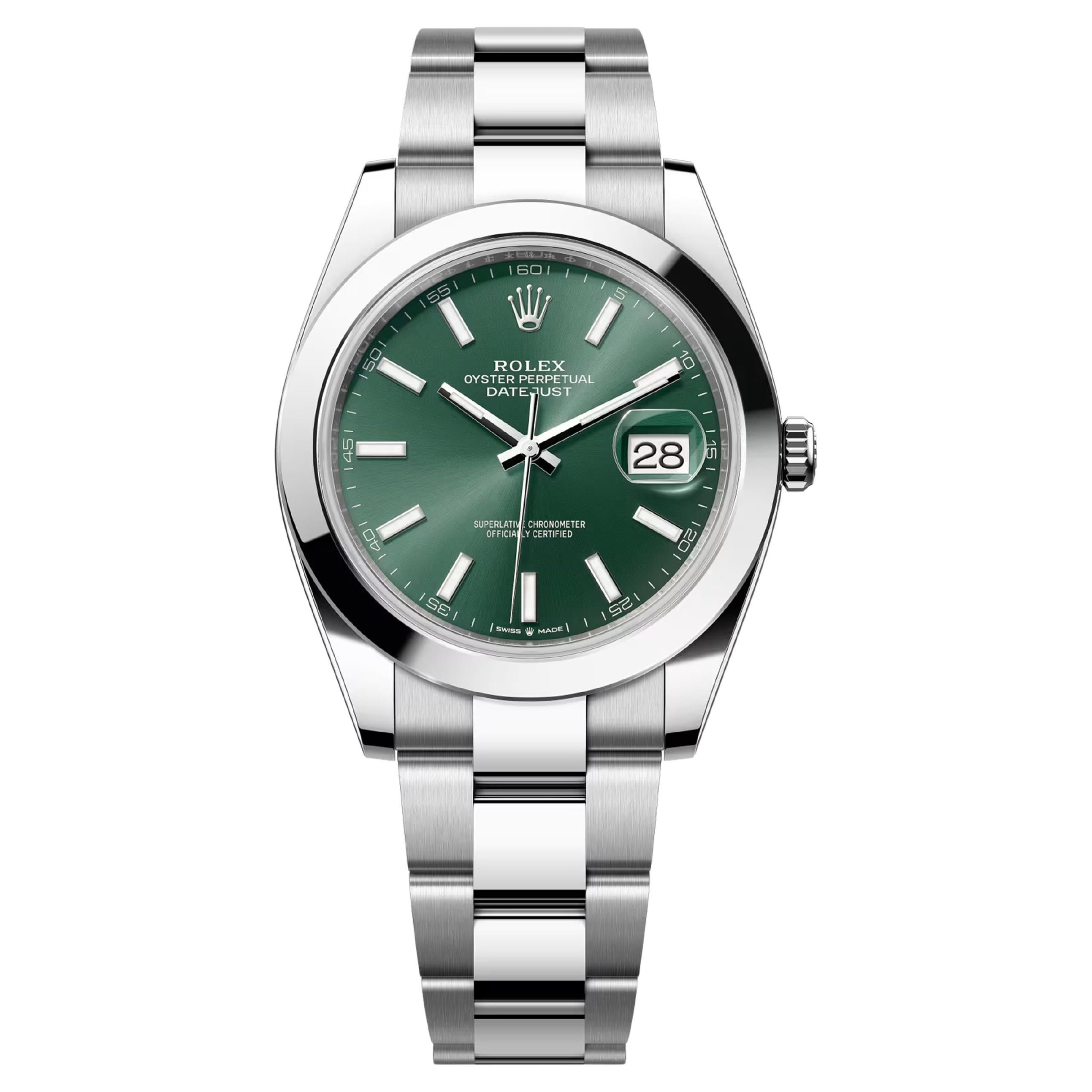 Ungetragene Rolex Datejust 41 Grün Oyster Reference# 126300, Komplettset, 2025