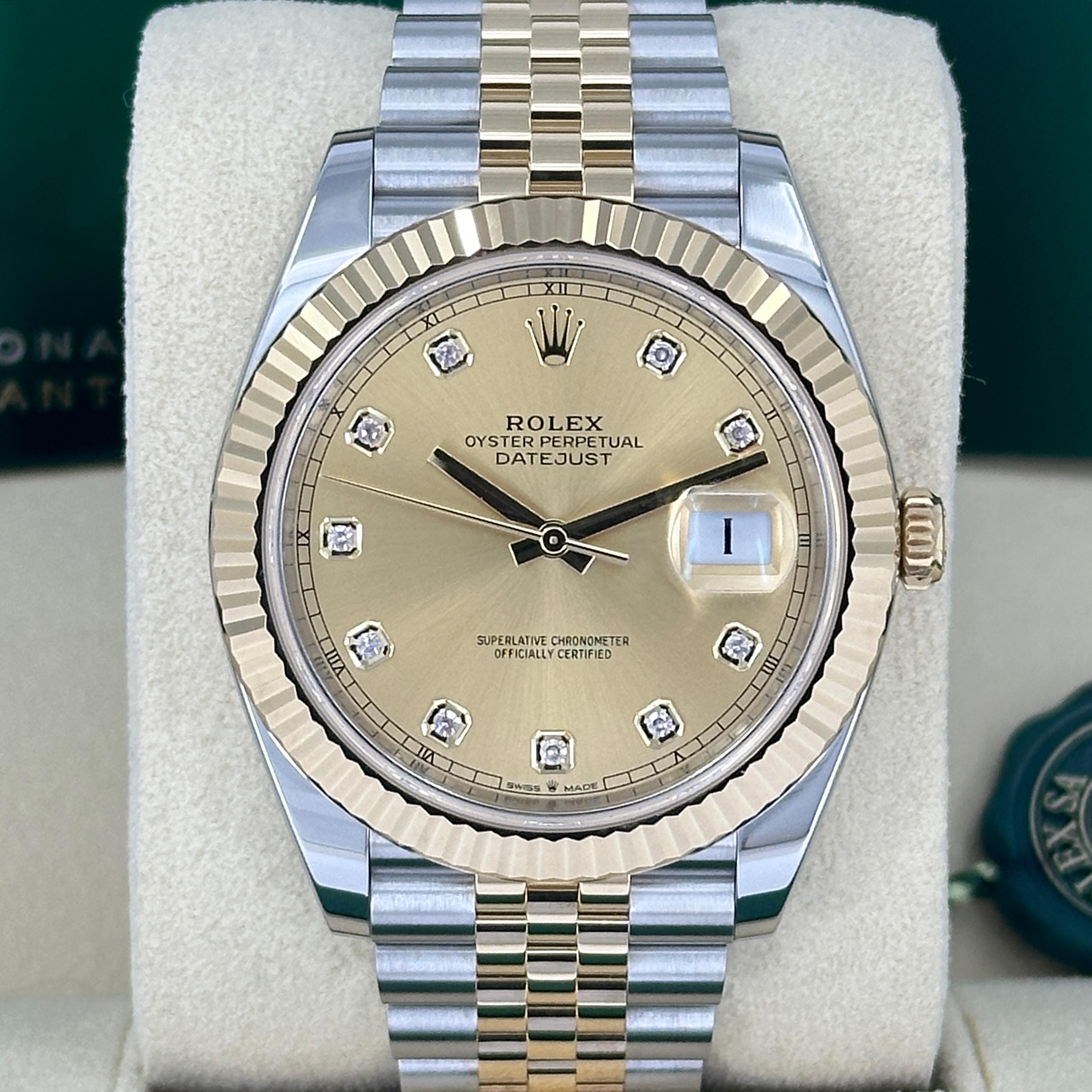 Rolex Datejust 41 Ref. 126333-0012 - Rolesor Amarillo de Lujo con Esfera de Diamantes Champán

El Rolex Datejust 41 Ref. 126333-0012 es una refinada mezcla de elegancia y precisión, fabricada en Rolesor Amarillo, una distinguida combinación de acero