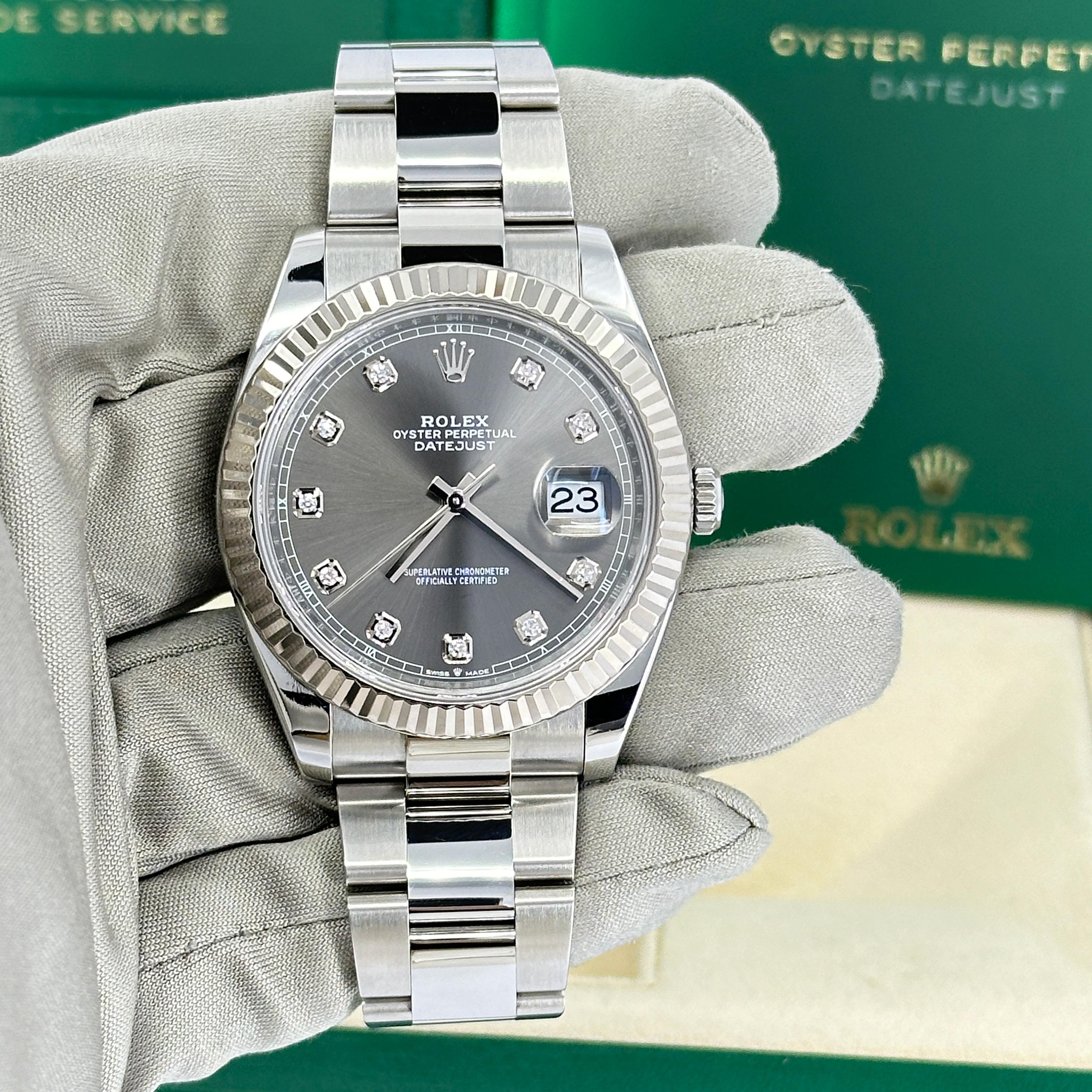 Ungetragene Rolex Datejust 41 Schiefer Oyster Reference# 126234, Komplettset, 2025 im Angebot 11
