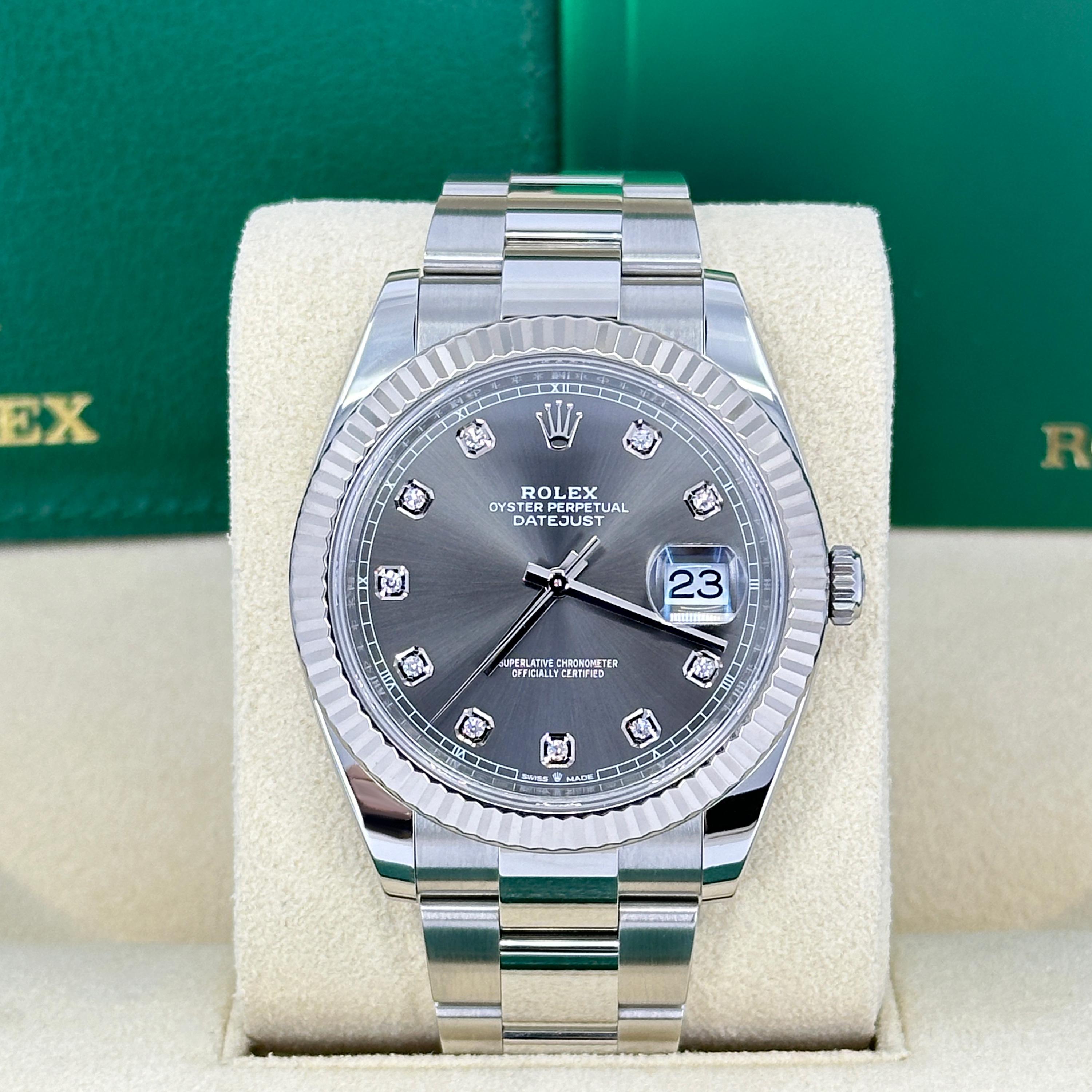 Ungetragene Rolex Datejust 41 Schiefer Oyster Reference# 126234, Komplettset, 2025 im Zustand „Neu“ im Angebot in New York, NY