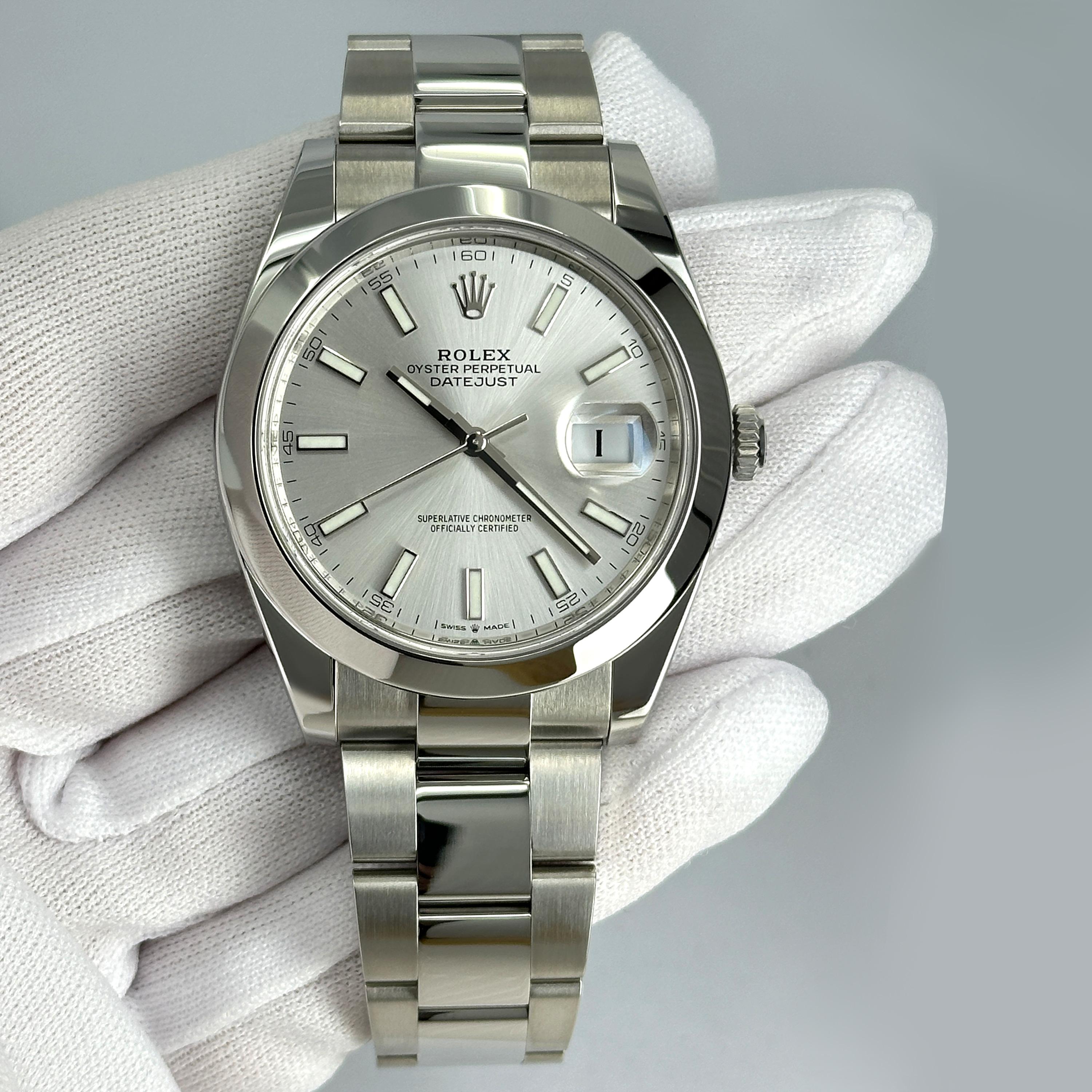 Rolex Datejust 41 Oyster de plata sin usar Referencia# 126300, Juego completo, 2025 en venta 8