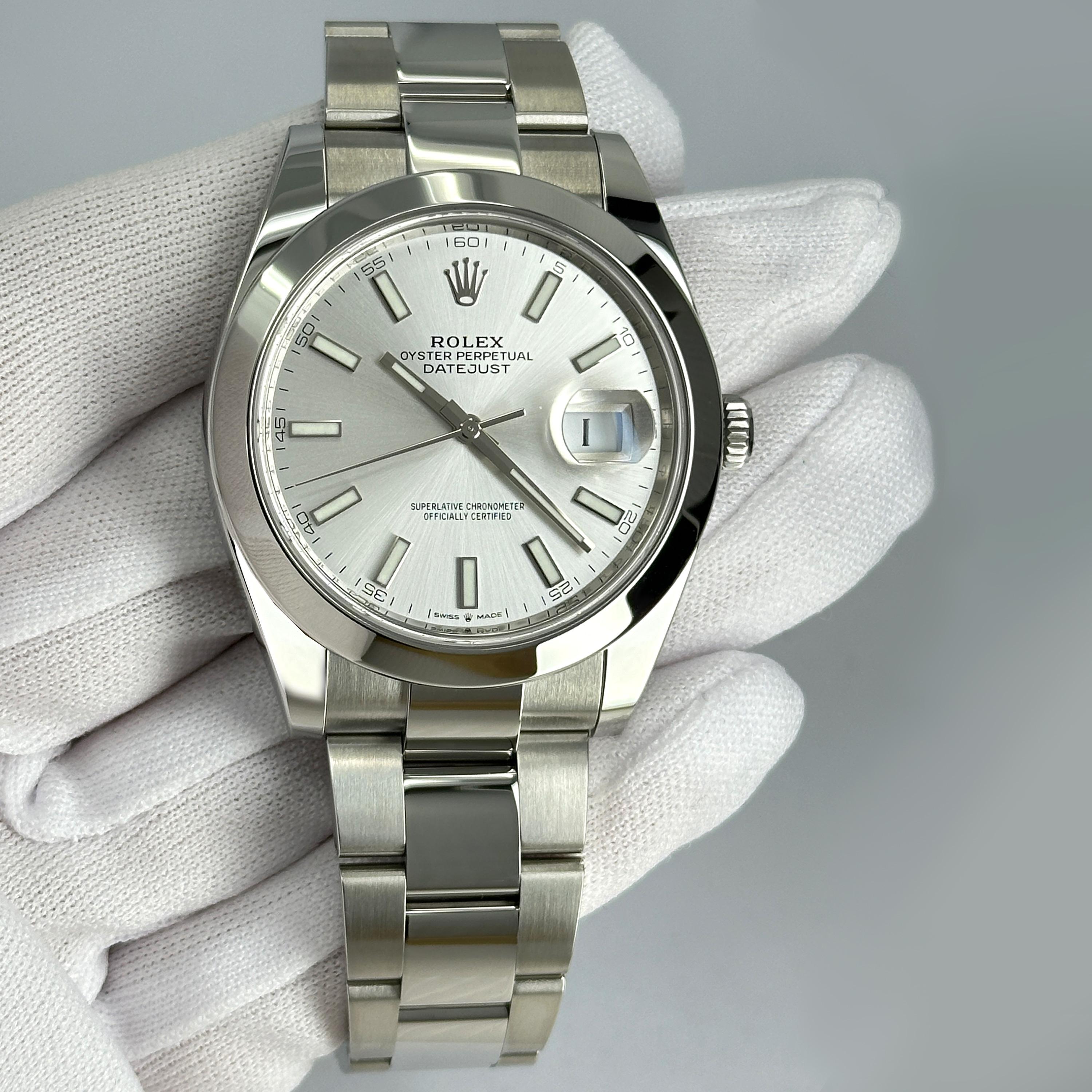 Rolex Datejust 41 Oyster de plata sin usar Referencia# 126300, Juego completo, 2025 en venta 9