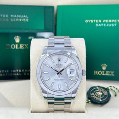 Unworn Rolex Datejust 41 Silver Oyster Reference# 126300, Complete set, 2025