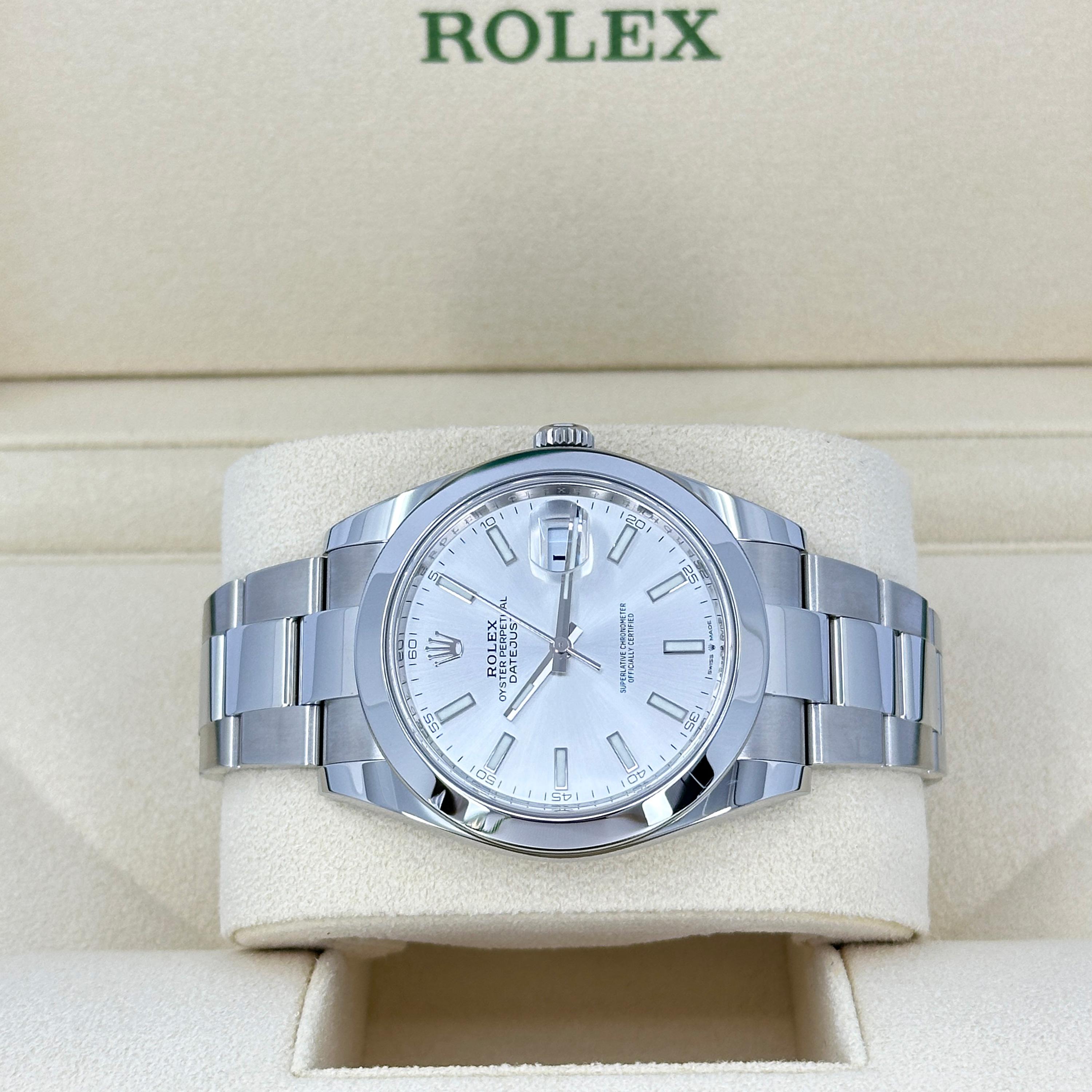 Rolex Datejust 41 Oyster de plata sin usar Referencia# 126300, Juego completo, 2025 en venta 4