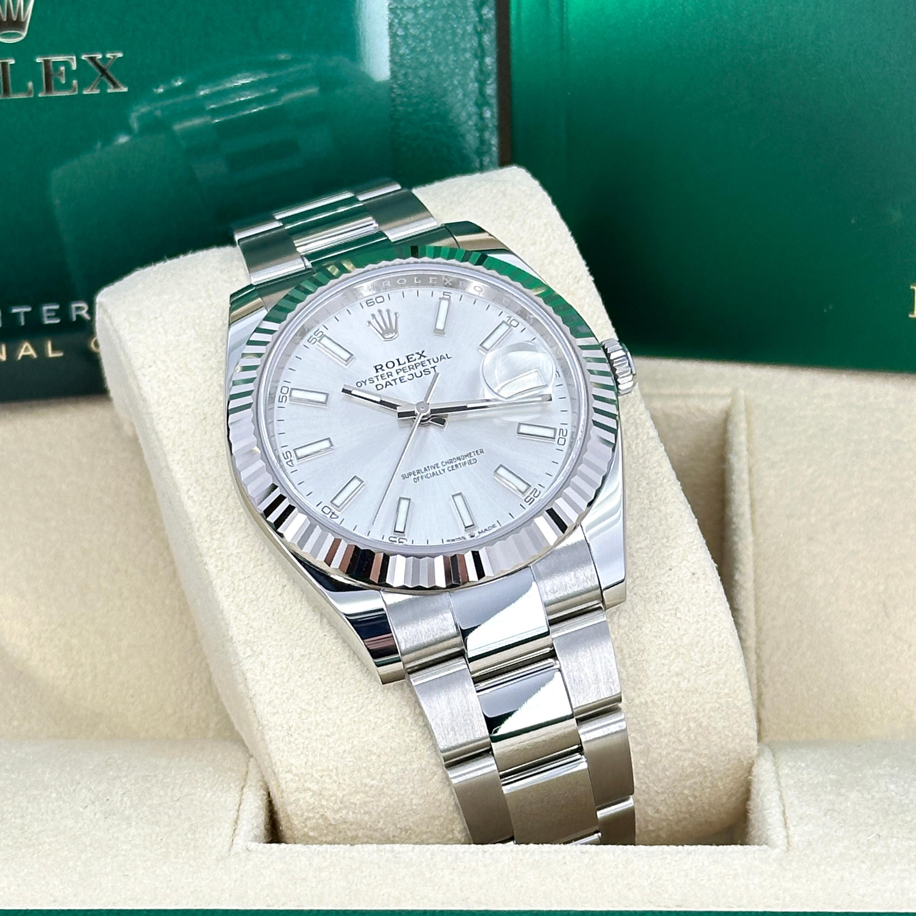 Ungetragene Rolex Datejust 41 Silver Oyster Reference# 126334, Komplettset, 2025 im Angebot 6