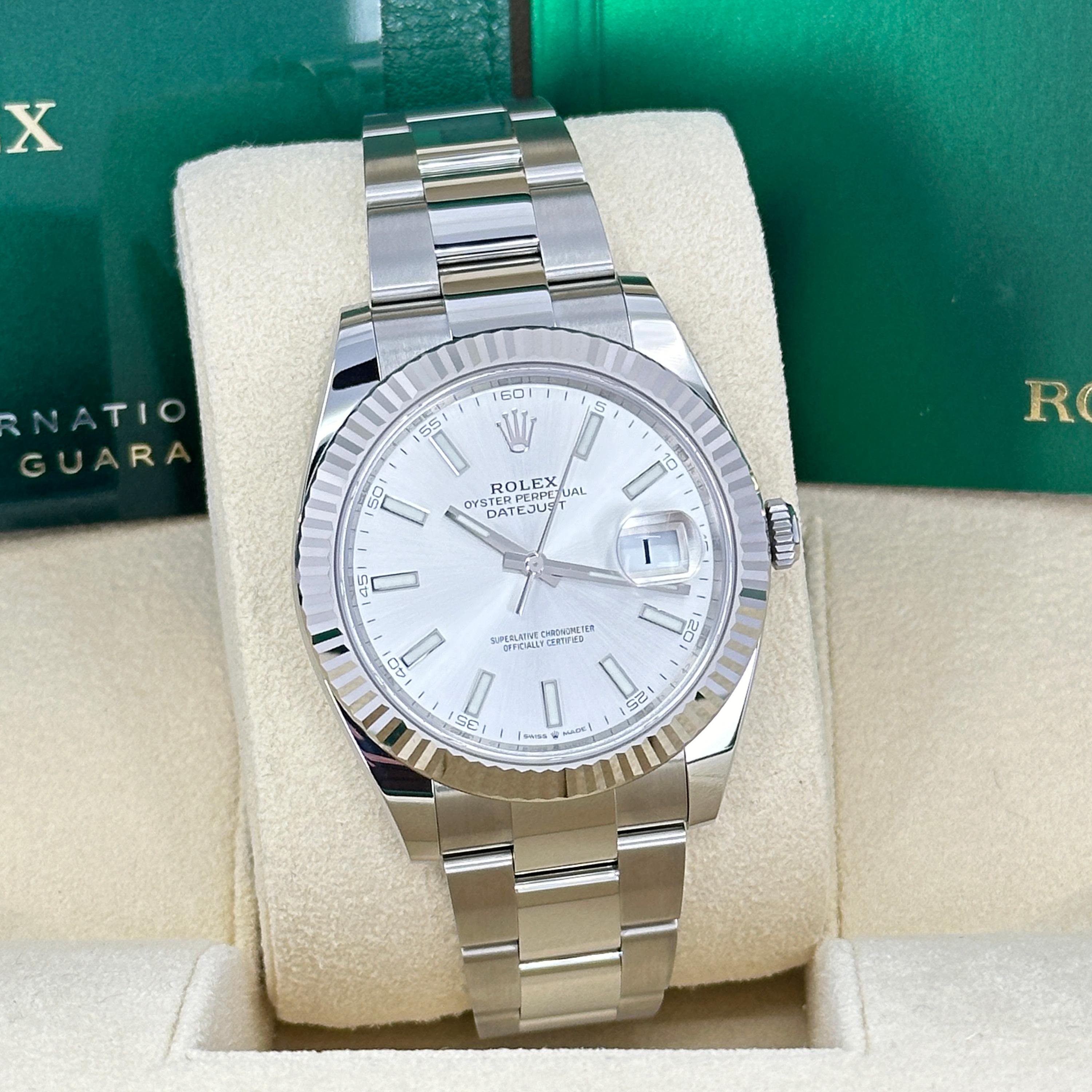 Ungetragene Rolex Datejust 41 Silver Oyster Reference# 126334, Komplettset, 2025 im Angebot 7