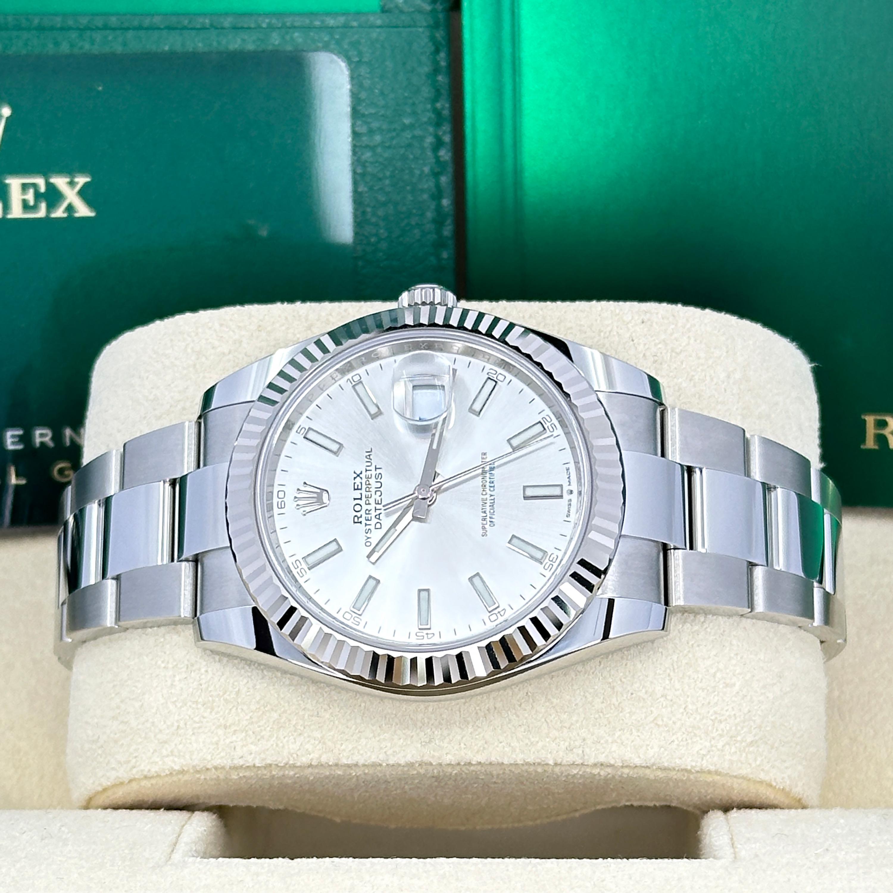Ungetragene Rolex Datejust 41 Silver Oyster Reference# 126334, Komplettset, 2025 im Angebot 5