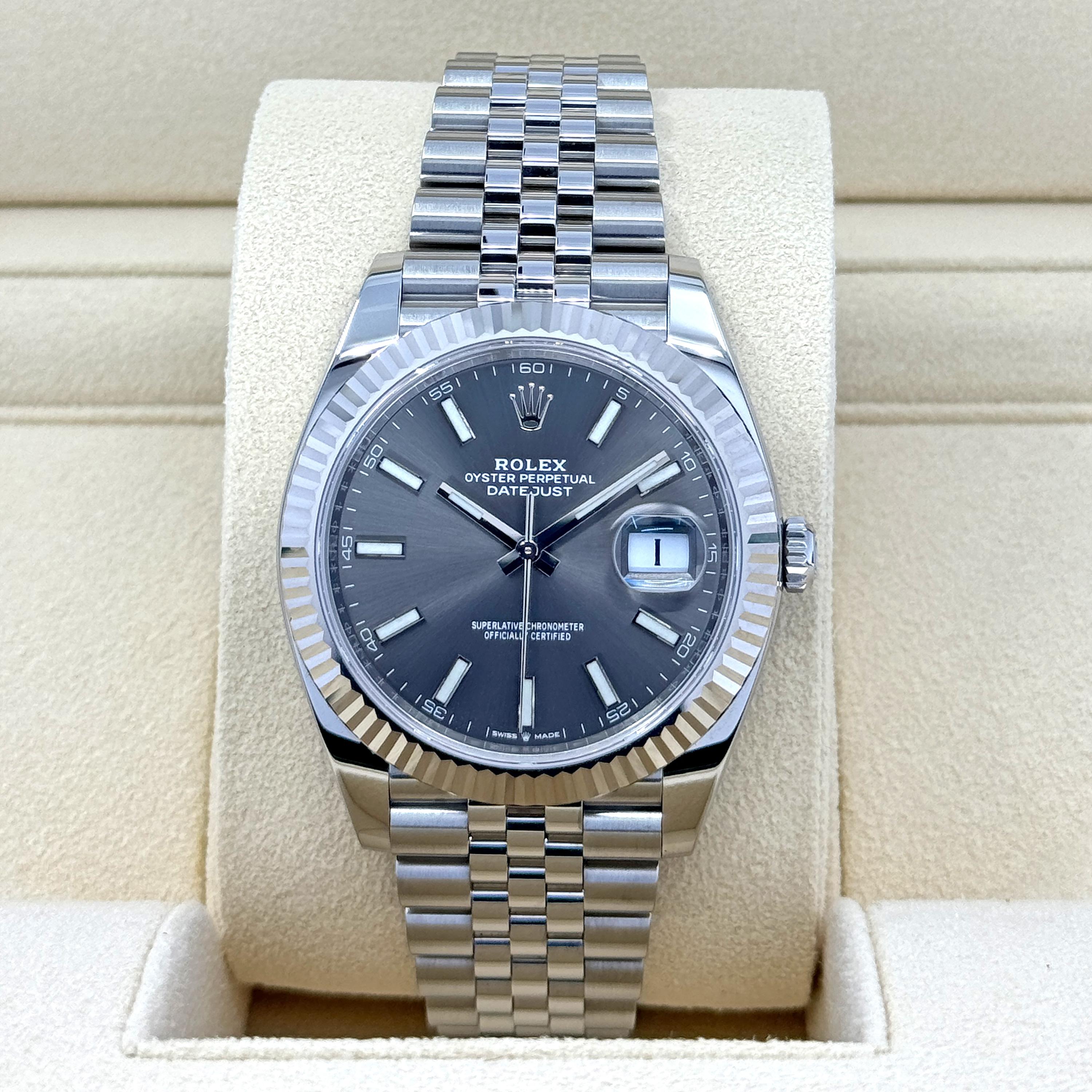 Ungetragene Rolex Datejust 41 Slate Jubilee Reference# 126334, Komplettset, 2025 im Zustand „Neu“ im Angebot in New York, NY