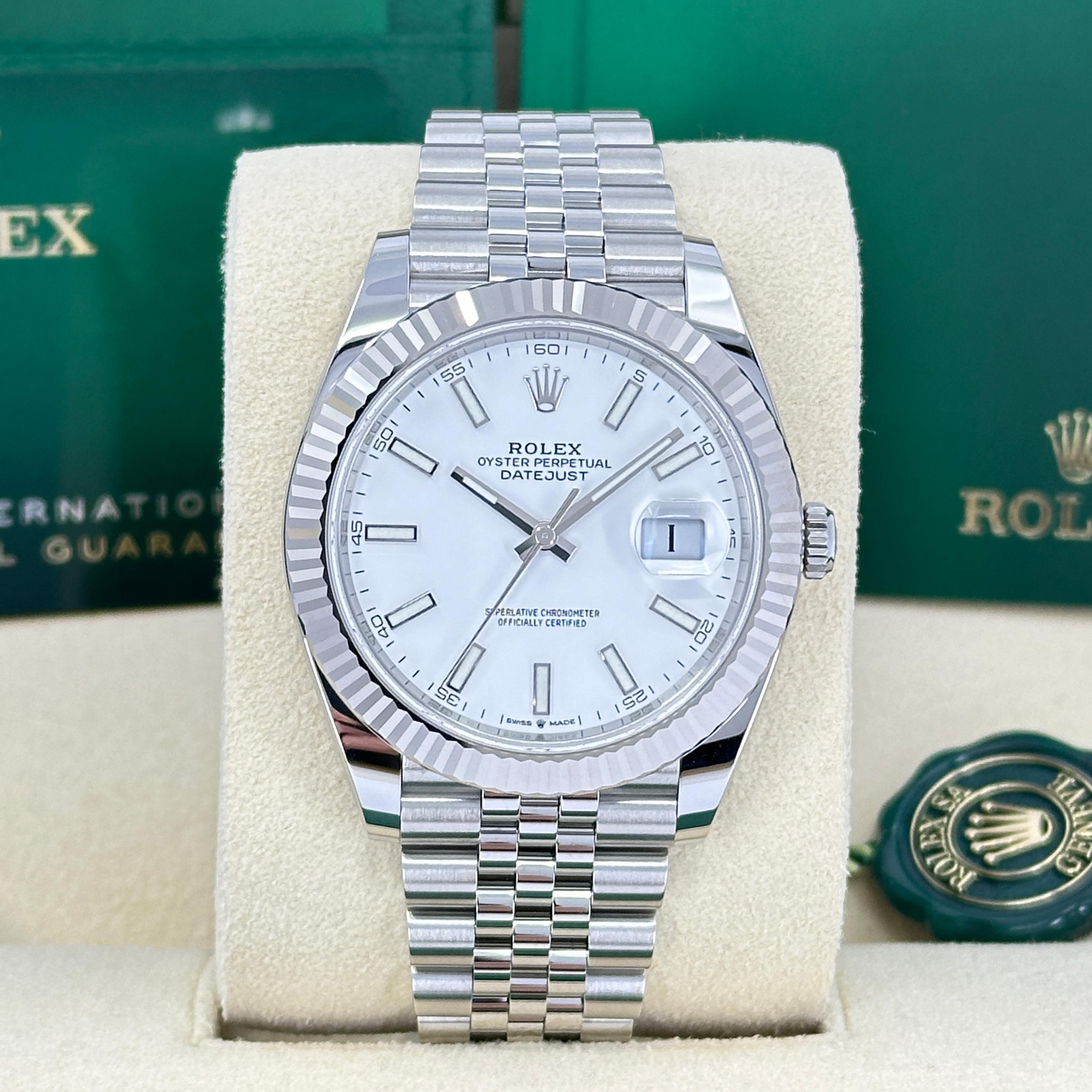 Rolex Datejust 41 White Jubilee Riferimento n. 126334, Set completo, 2025 In condizioni Nuovo in vendita a New York, NY