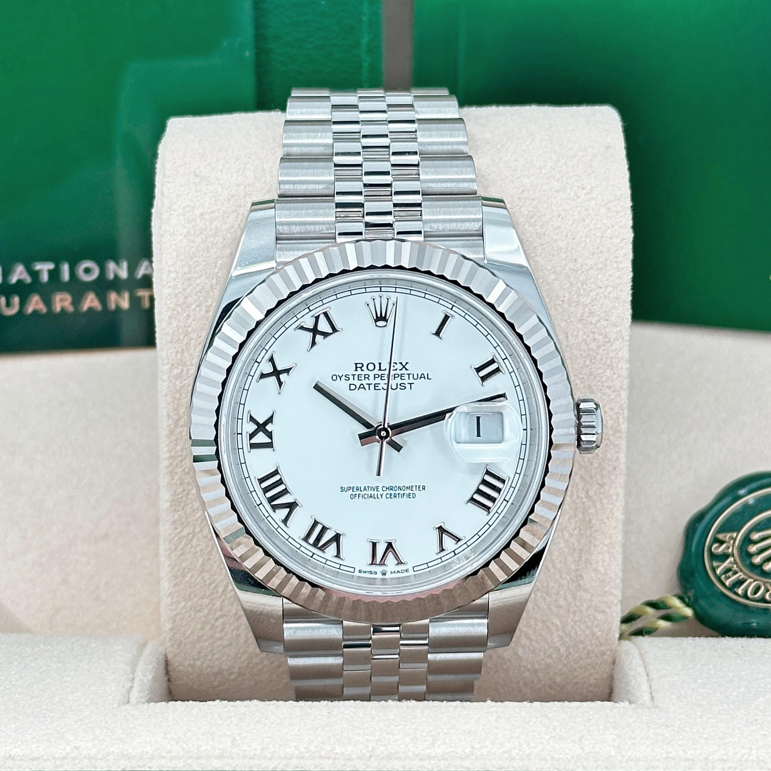 Ungetragene Rolex Datejust 41 White Jubilee Reference# 126334, Komplettset, 2025 im Zustand „Neu“ im Angebot in New York, NY