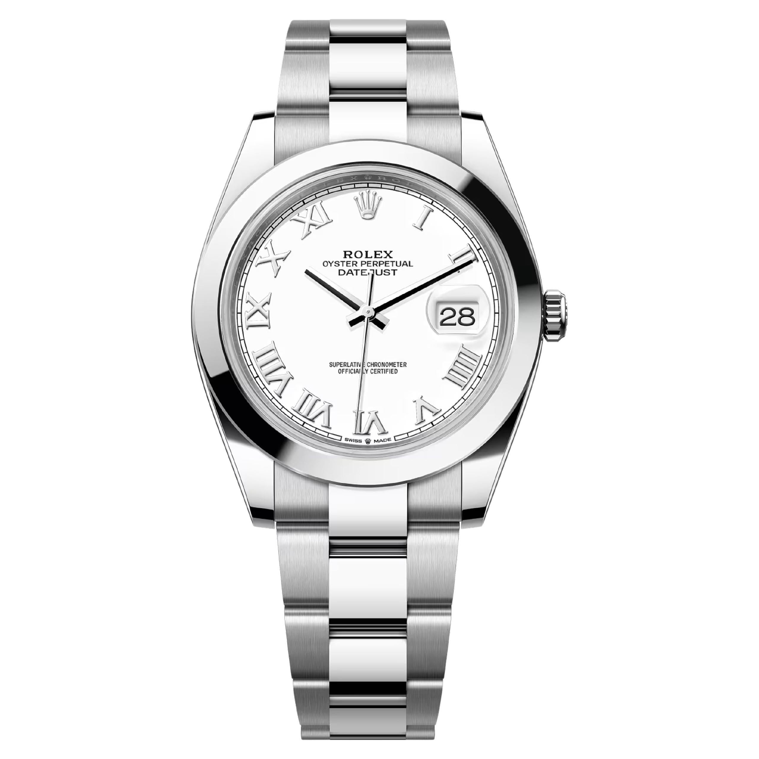 Ungetragene Rolex Datejust 41 Weiß Oyster Reference# 126300, Komplettset, 2025