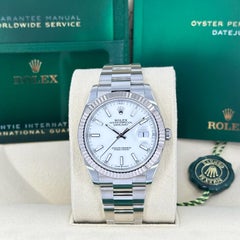 Unworn Rolex Datejust 41 White Oyster Reference# 126334, Complete set, 2025