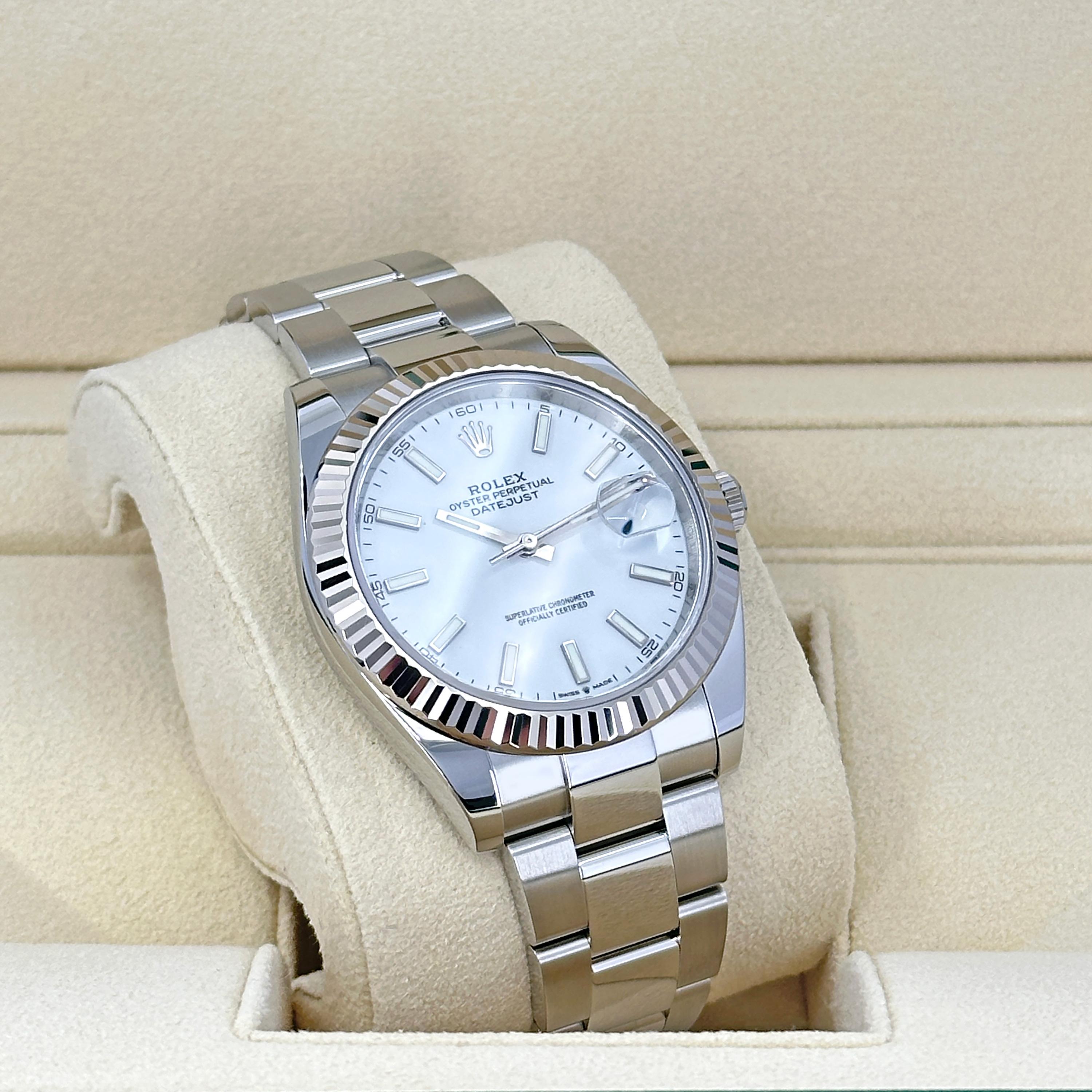 Rolex Datejust 41 White Oyster Riferimento n. 126334, Set completo, 2025 in vendita 5