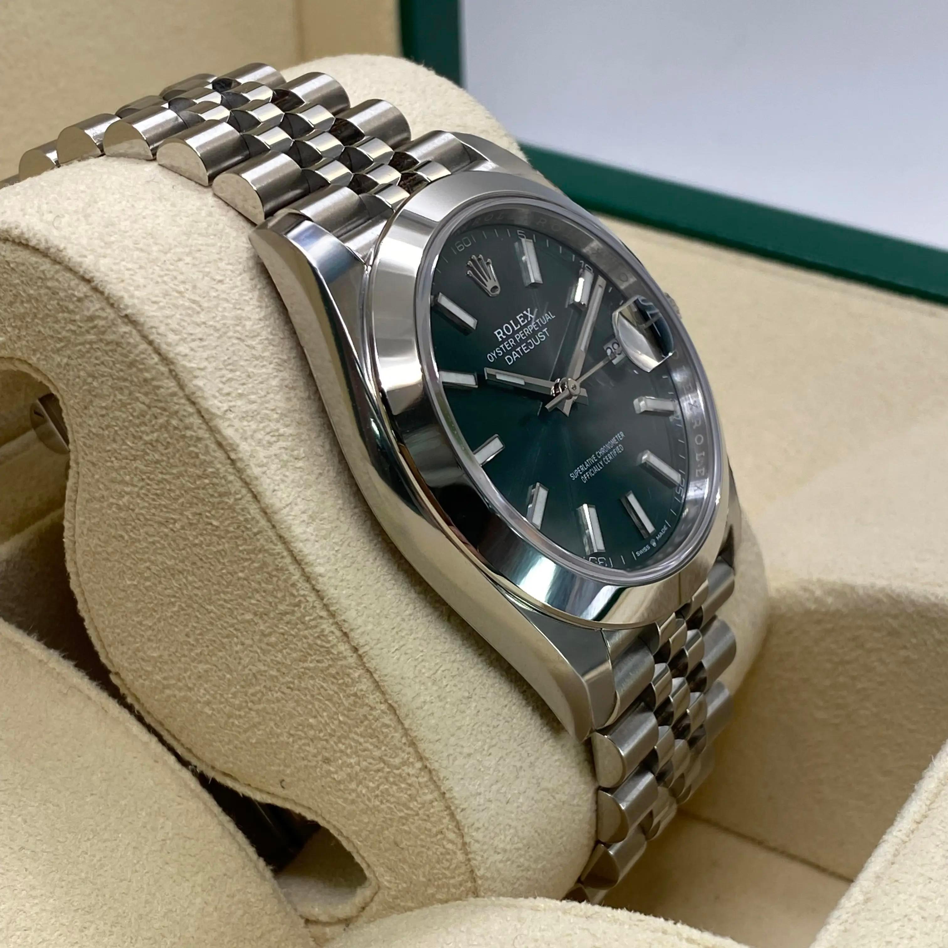 Unworn Rolex Datejust 41mm Steel Mint Green Dial Automatic Mens Watch 126300 For Sale 6